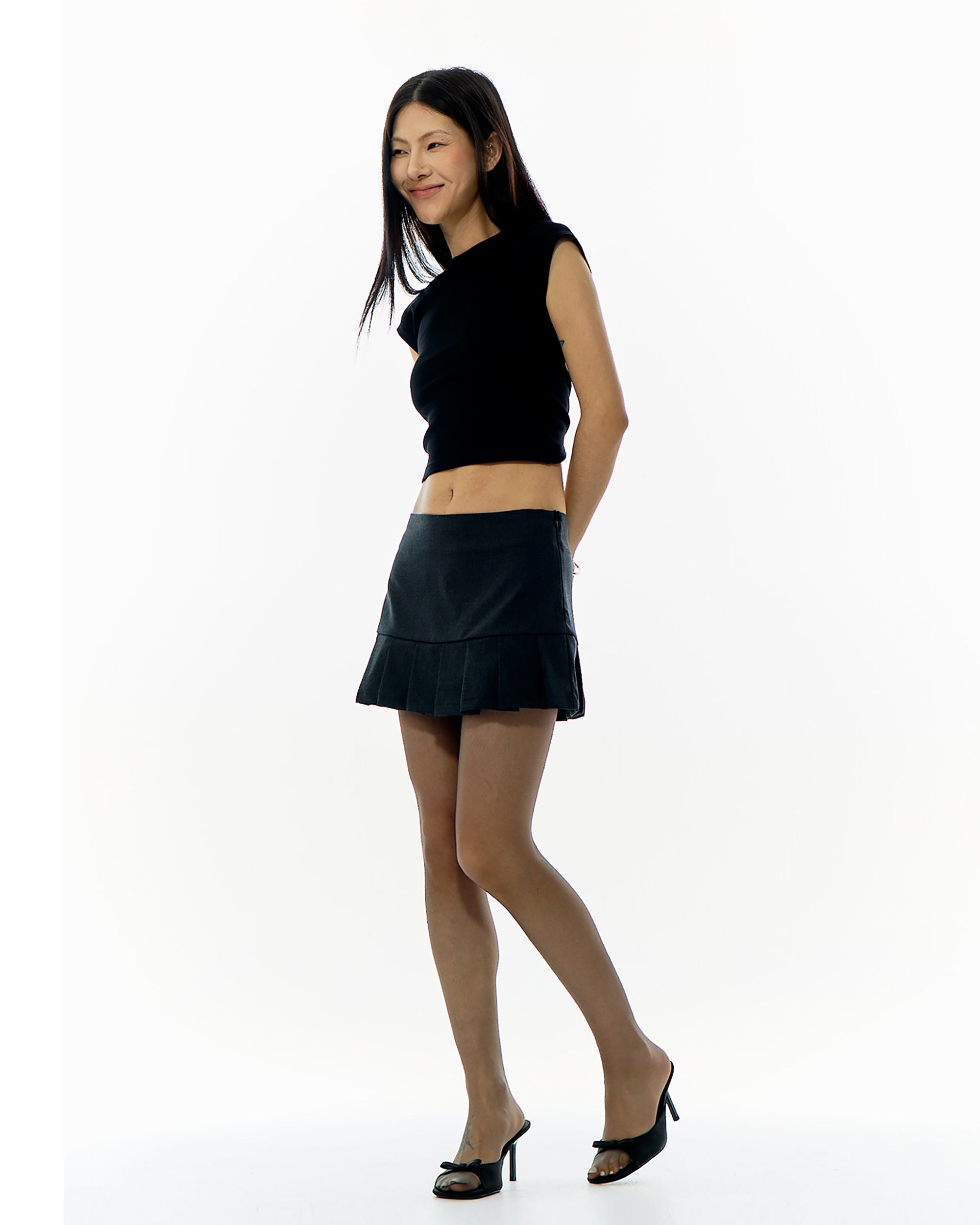 PCLA Modern Low-Rise Pleated Safety Mini Skirt