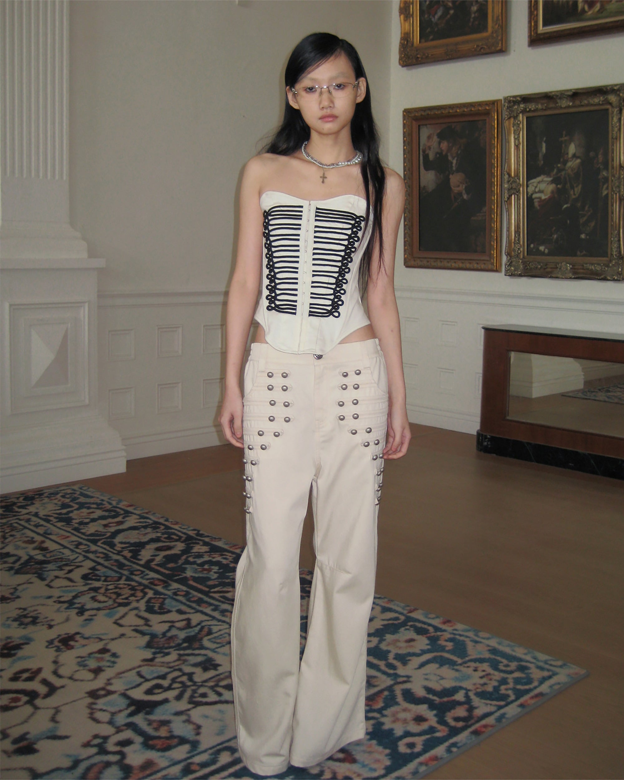 FAYCHUI Baroque Rope-Trim Corset Bustier