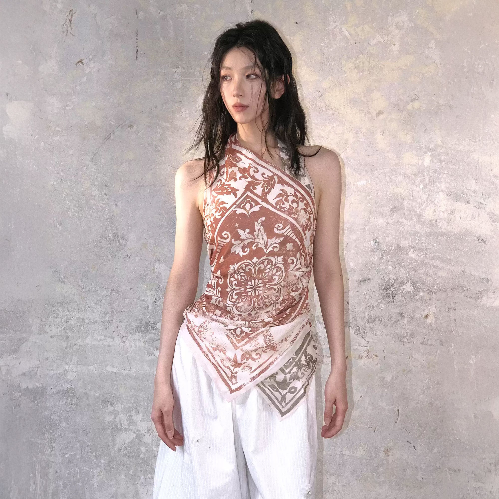 WHYNOTDANCE Scarf Full-Print Halter Top