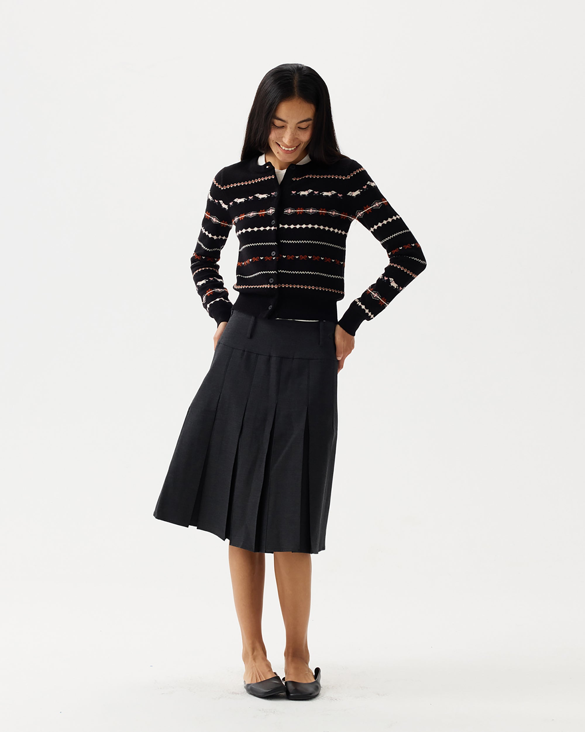 PCLA Fair Isle Puppy Wool-Blend Cardigan