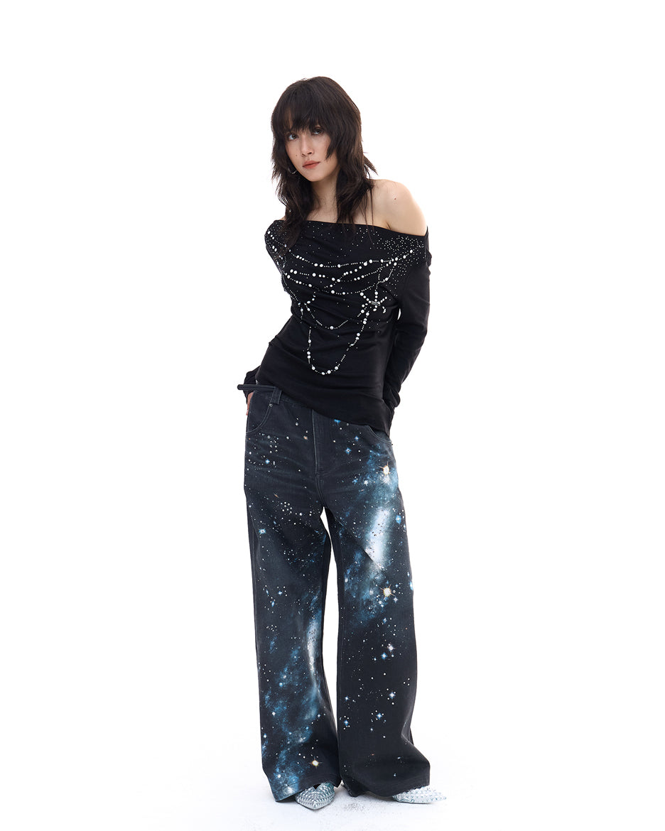 FAYCHUI Galaxy Glow Diamond Jeans