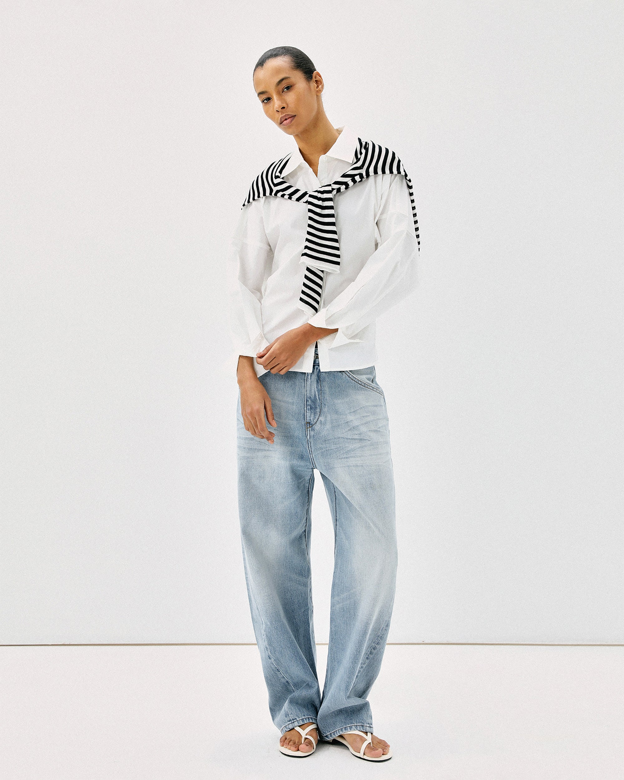 COMMAND N Light Wash Paris-Buckle Tapered Jeans