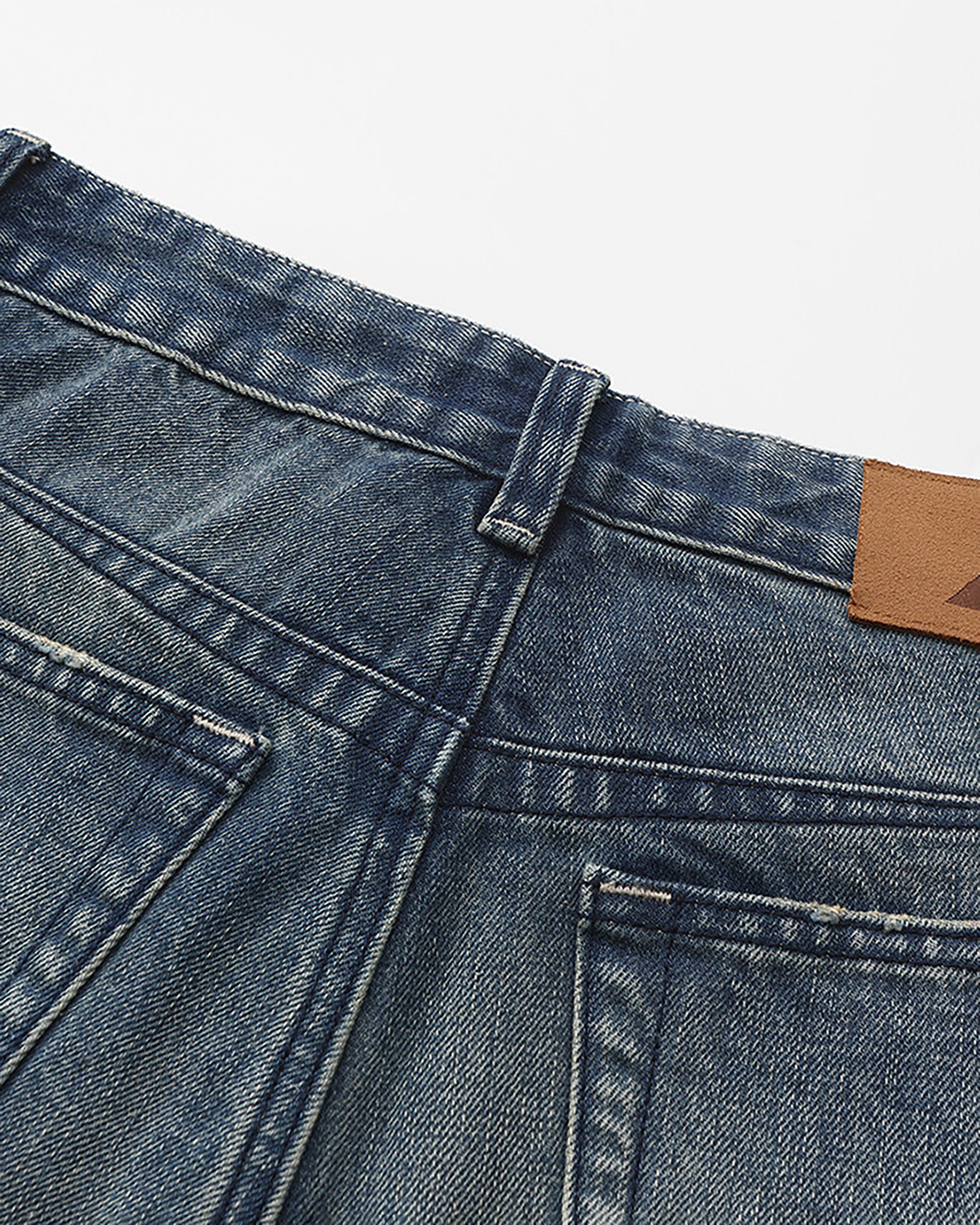 COMMAND N Washed Double Whisker Low-Rise Straight Jeans