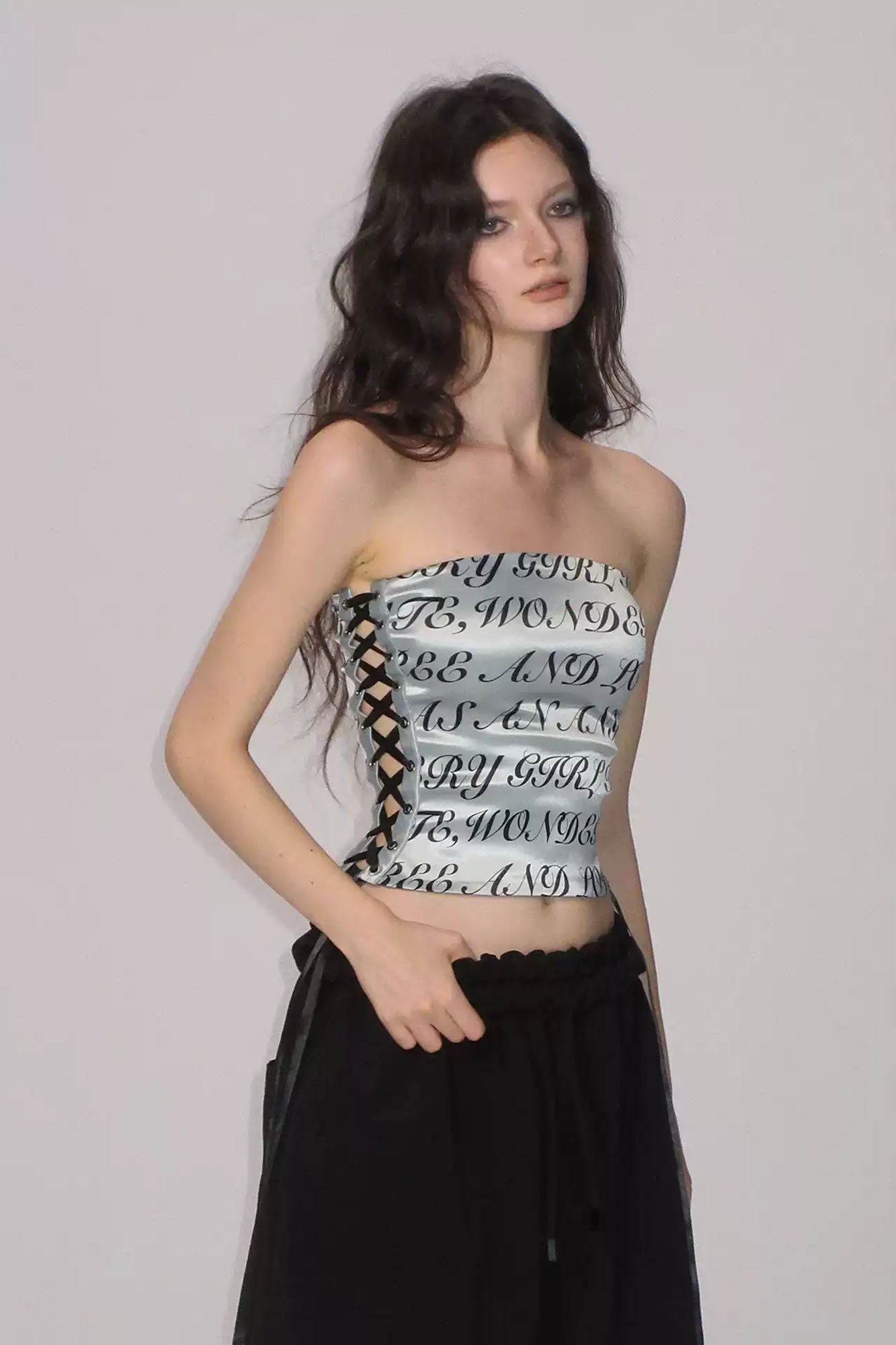 AE30 SAINT Graphic Bandeau Lace-Up Tank Top