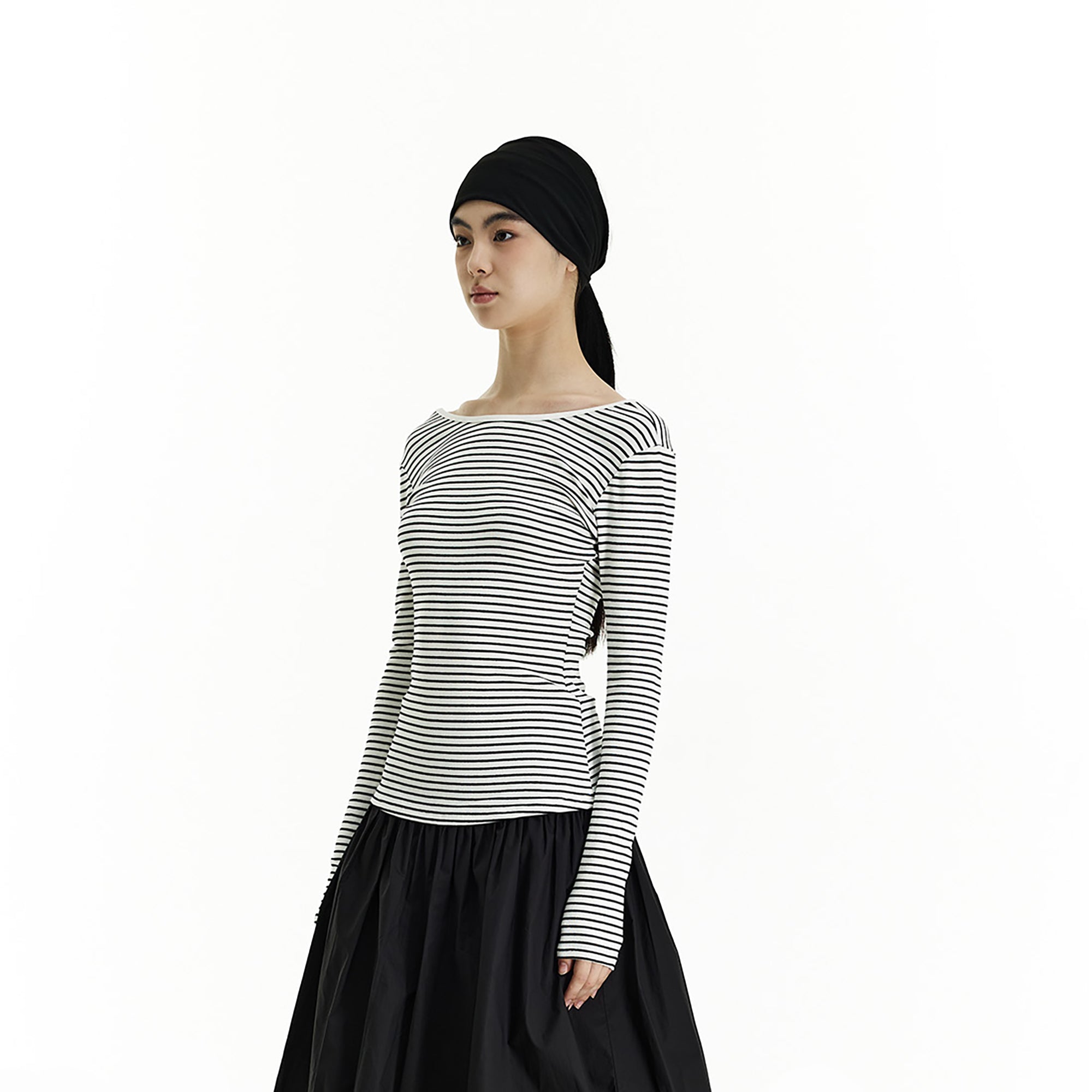 PCLA Backless Striped Long-Sleeve Tee