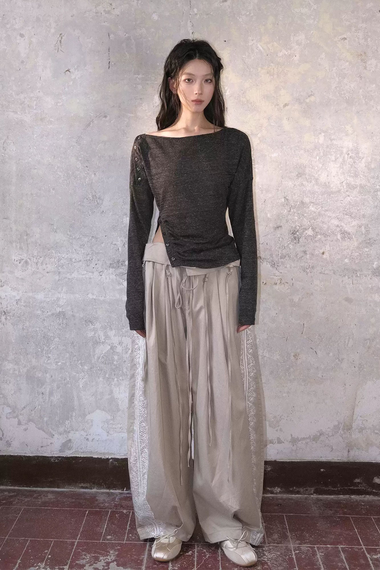 WHYNOTDANCE Lace-Trim Tencel-Blend Oversized Pants