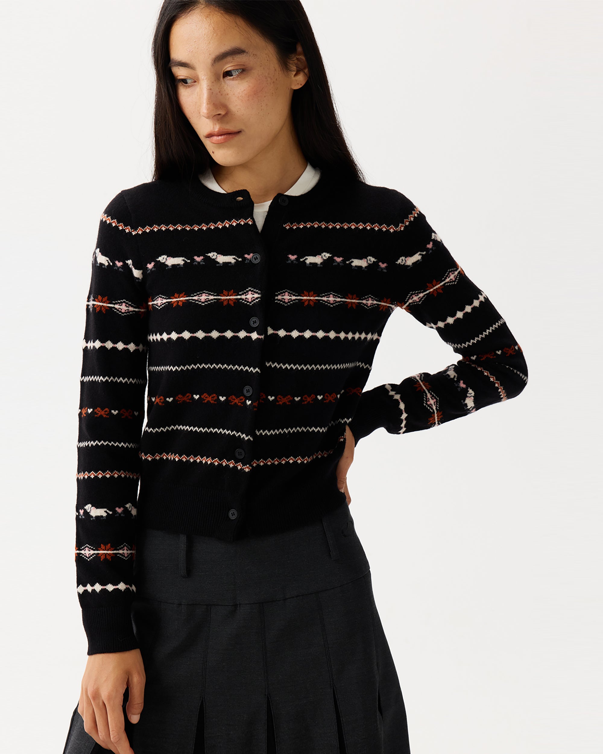PCLA Fair Isle Puppy Wool-Blend Cardigan
