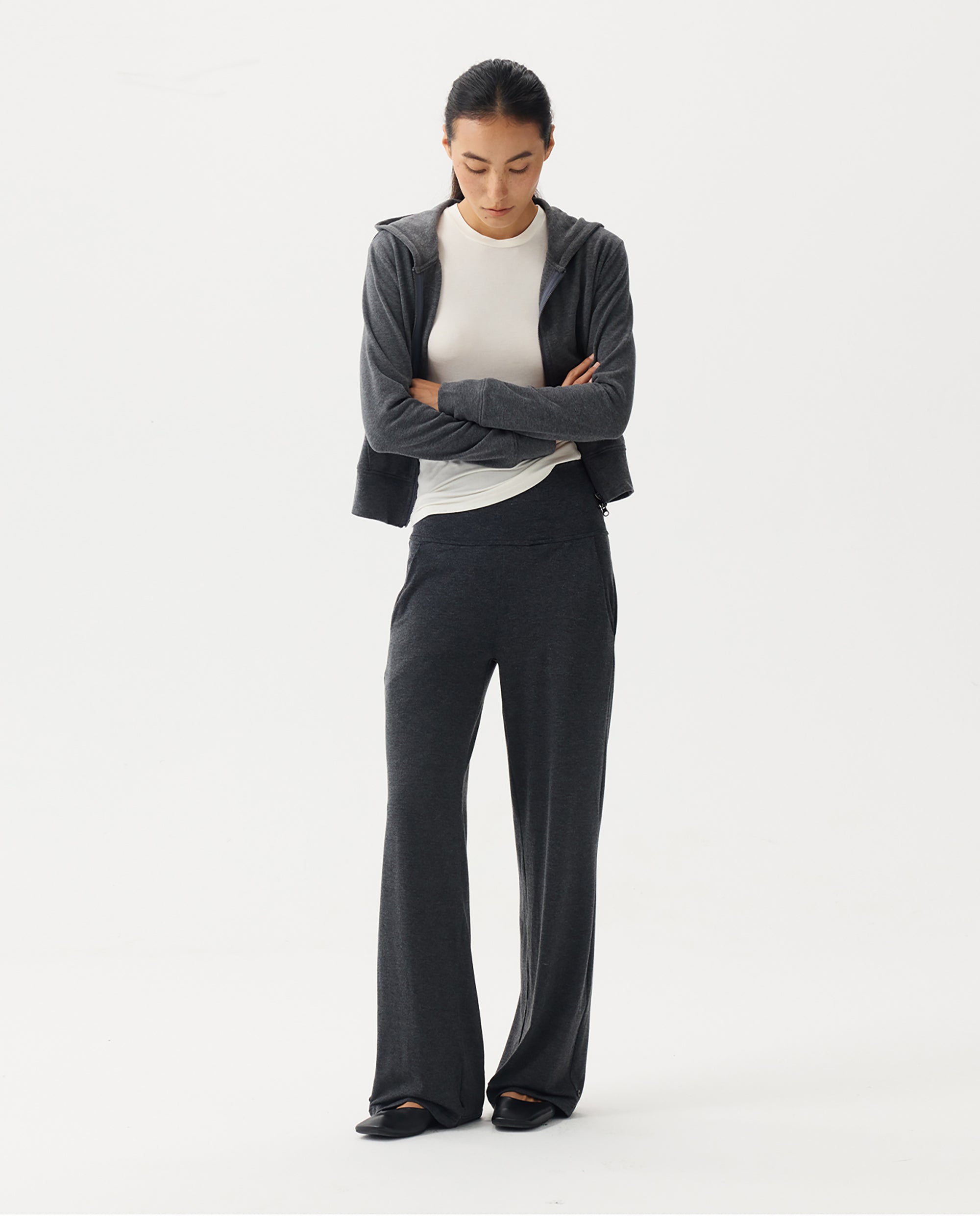 PCLA Essential Soft Touch Cropped Zip-Up Hoodie