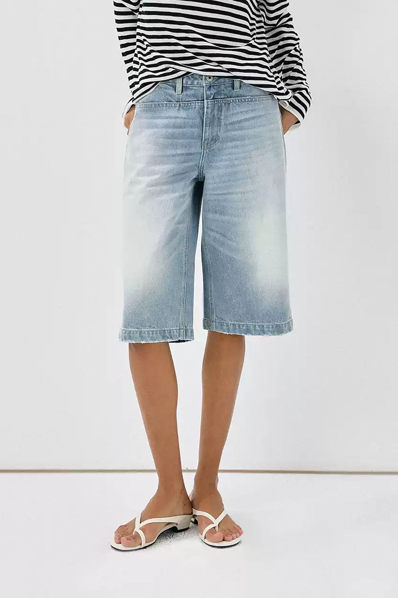 COMMAND N Classic Washed Straight-Leg Denim Shorts