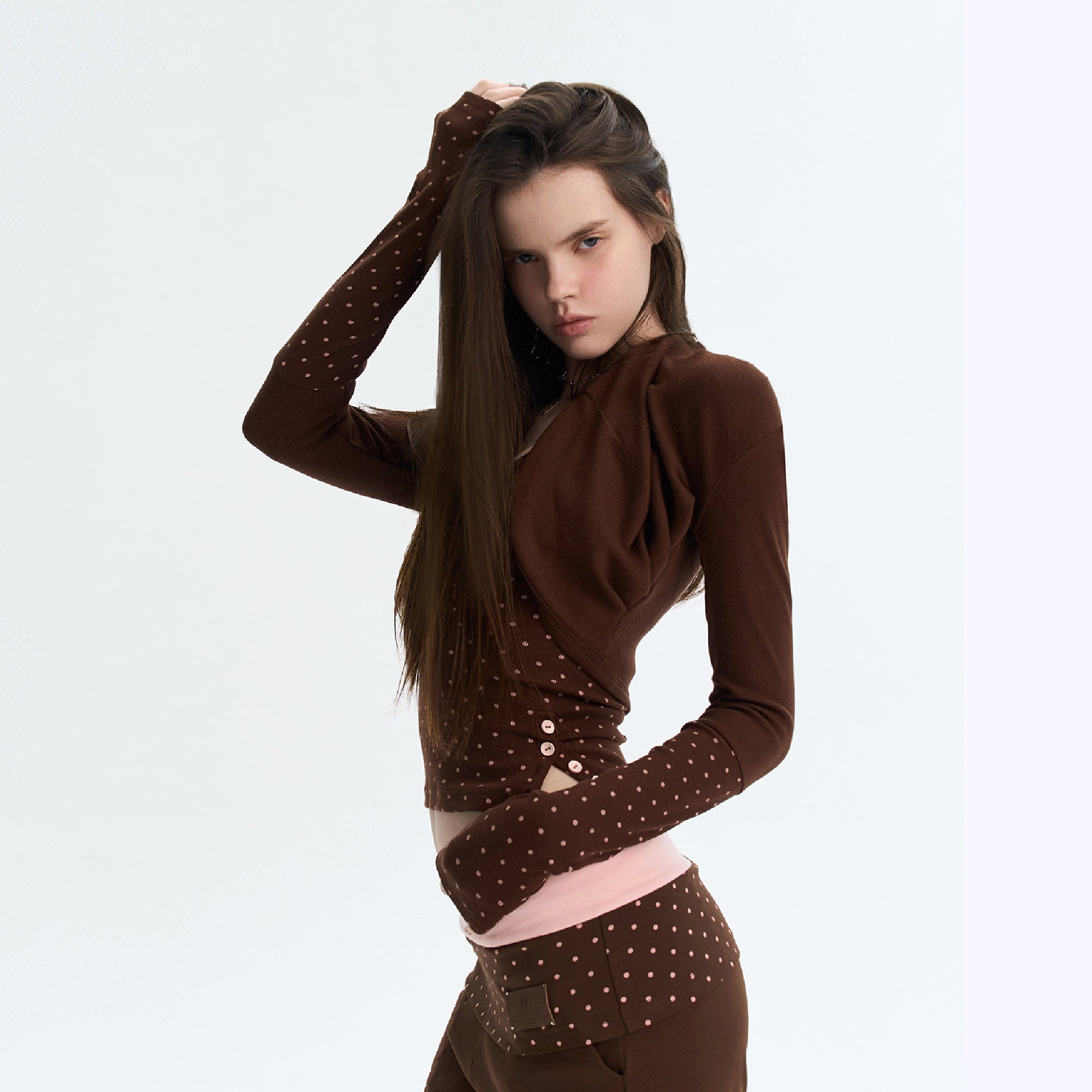 THE NEVERMORE Micro-Polka Henley Tank & Shrug Set