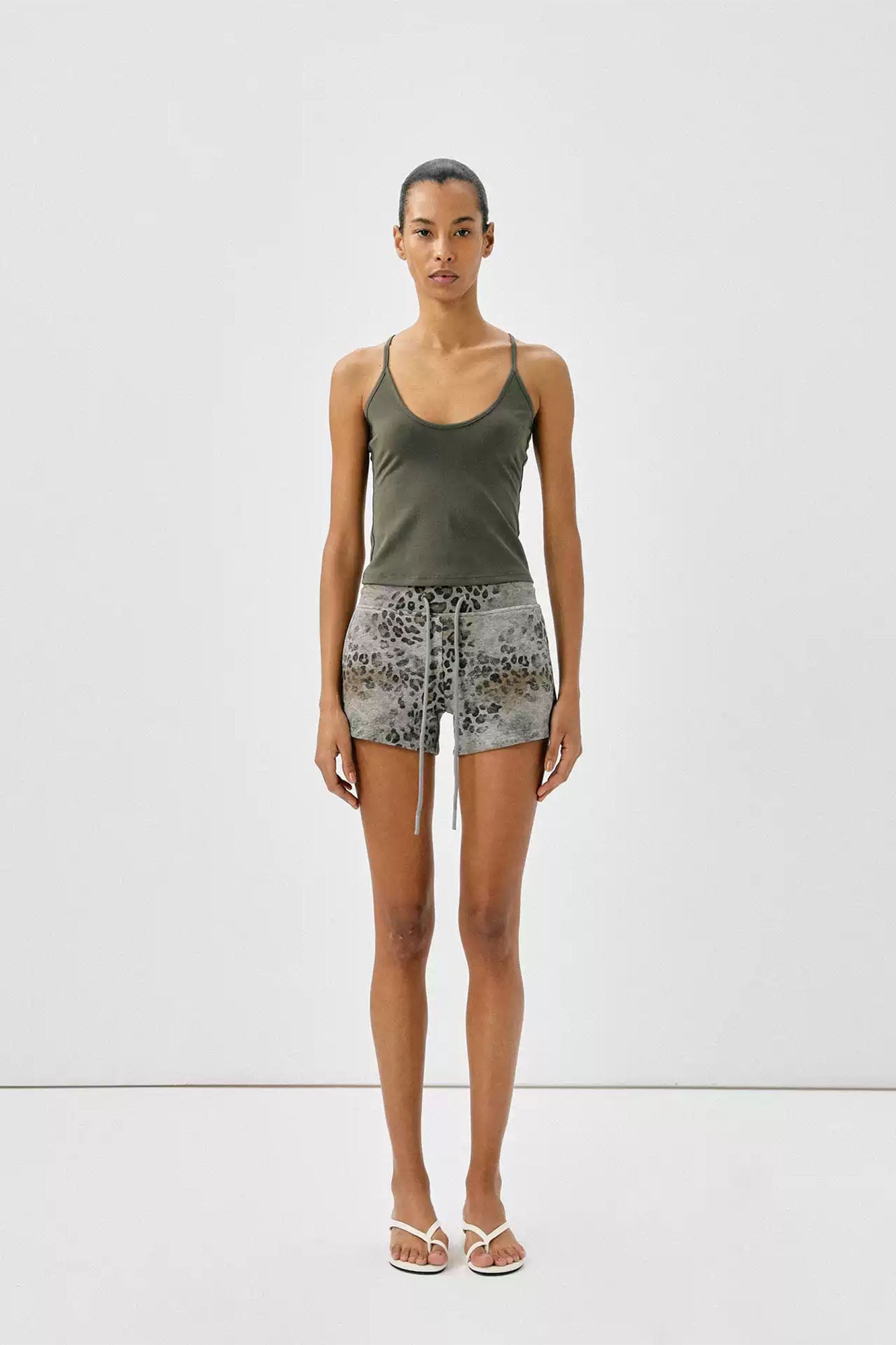 COMMAND N Gradient Leopard Drawstring Cropped Shorts