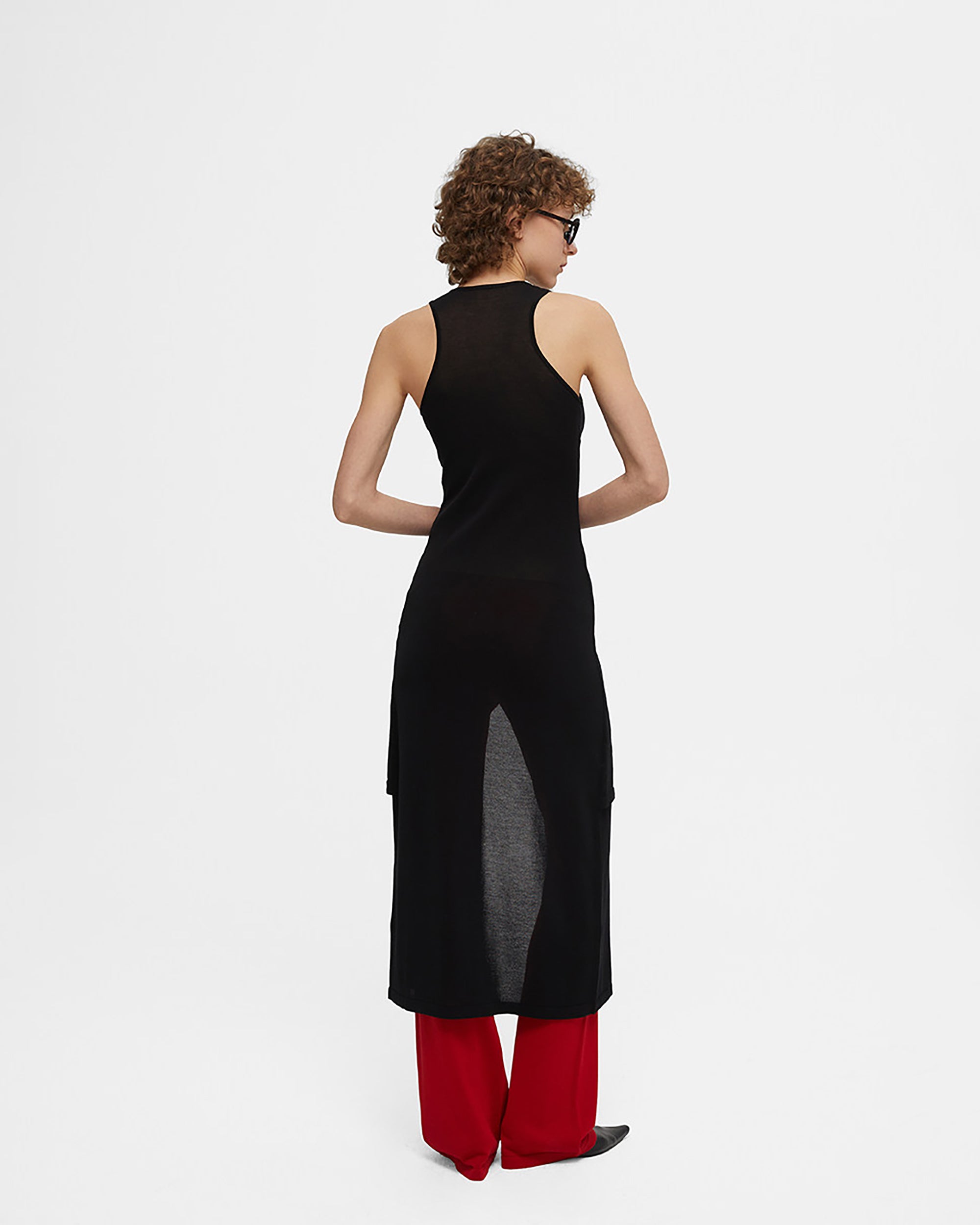 COMMAND N Shell-Button Layered Knit Midi Dress