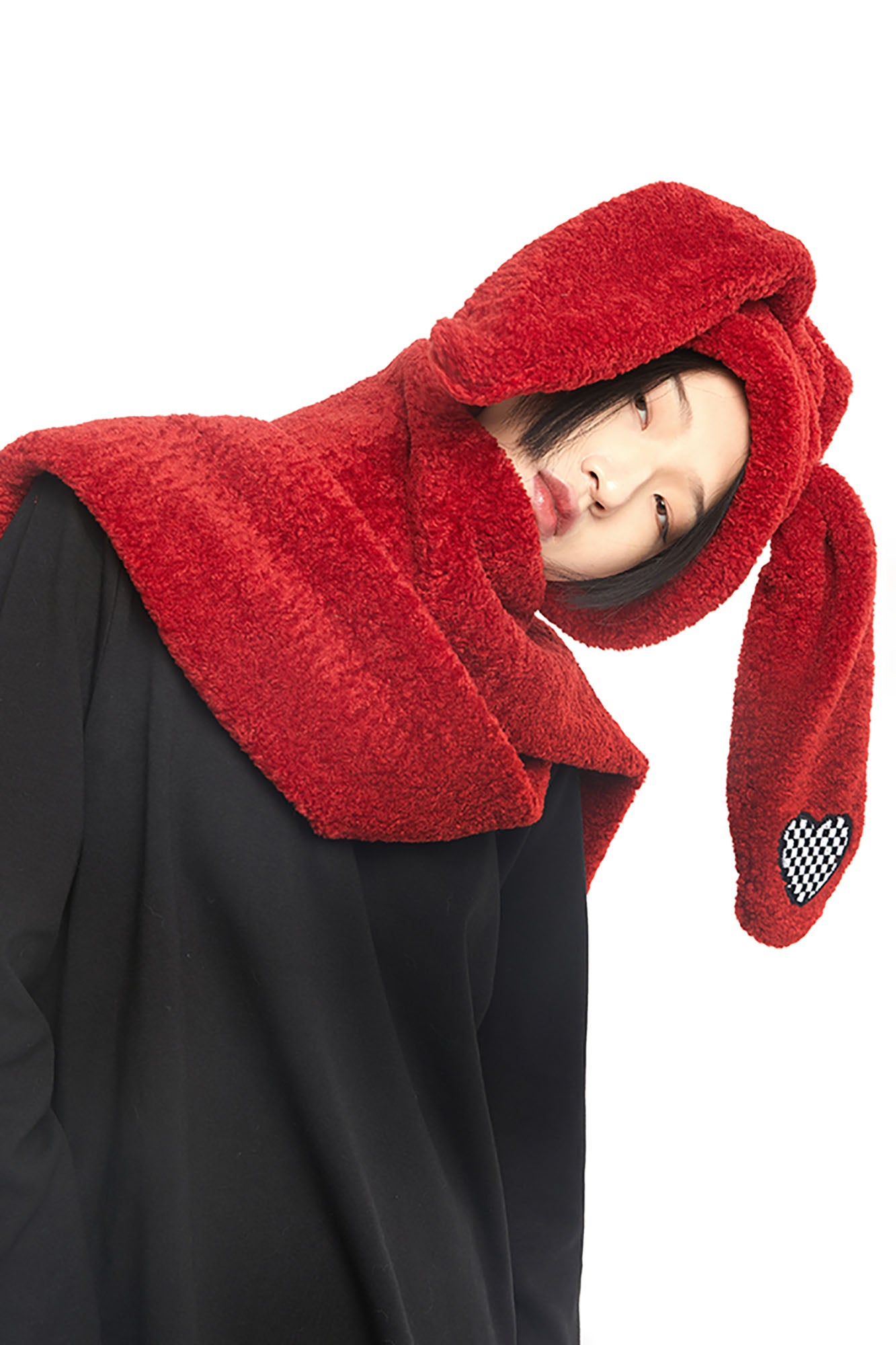 WHYNOTDANCE Plush Bunny-Ear Hooded Scarf