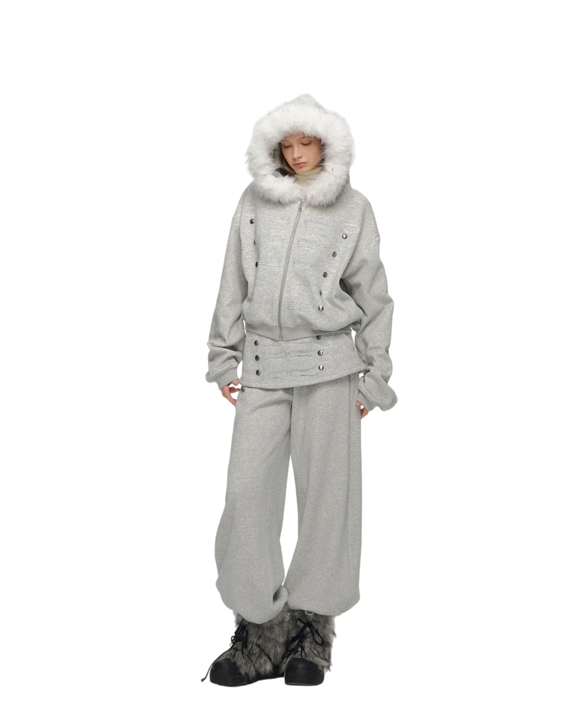 10AMSOTIIIIIIRED Layered Rivet Wide-Leg Sweatpants