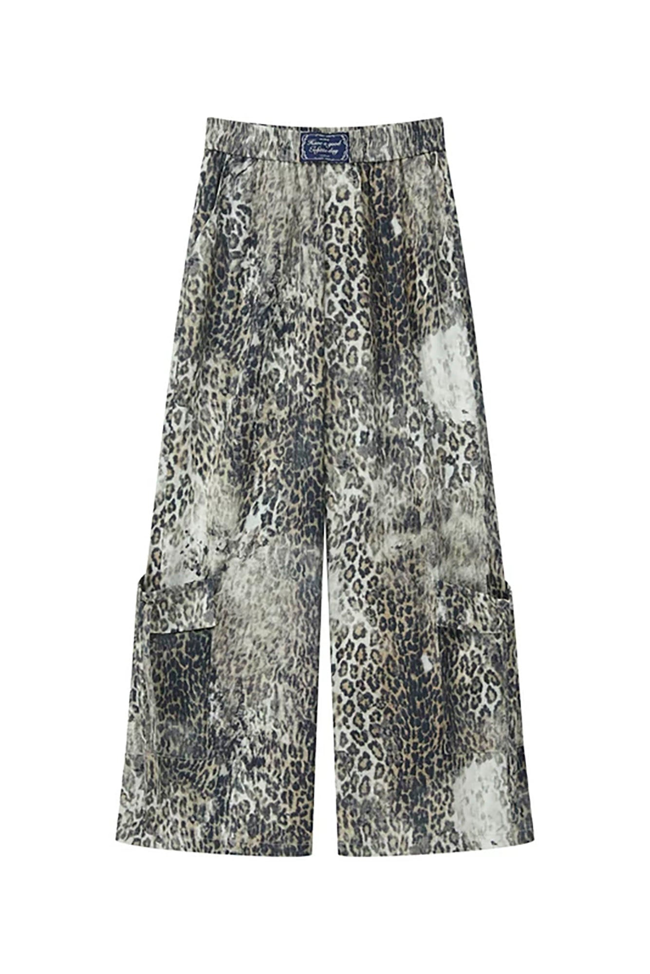 SOFITTE Leopard Full-Print Multi-Pocket Wide-Leg Pants