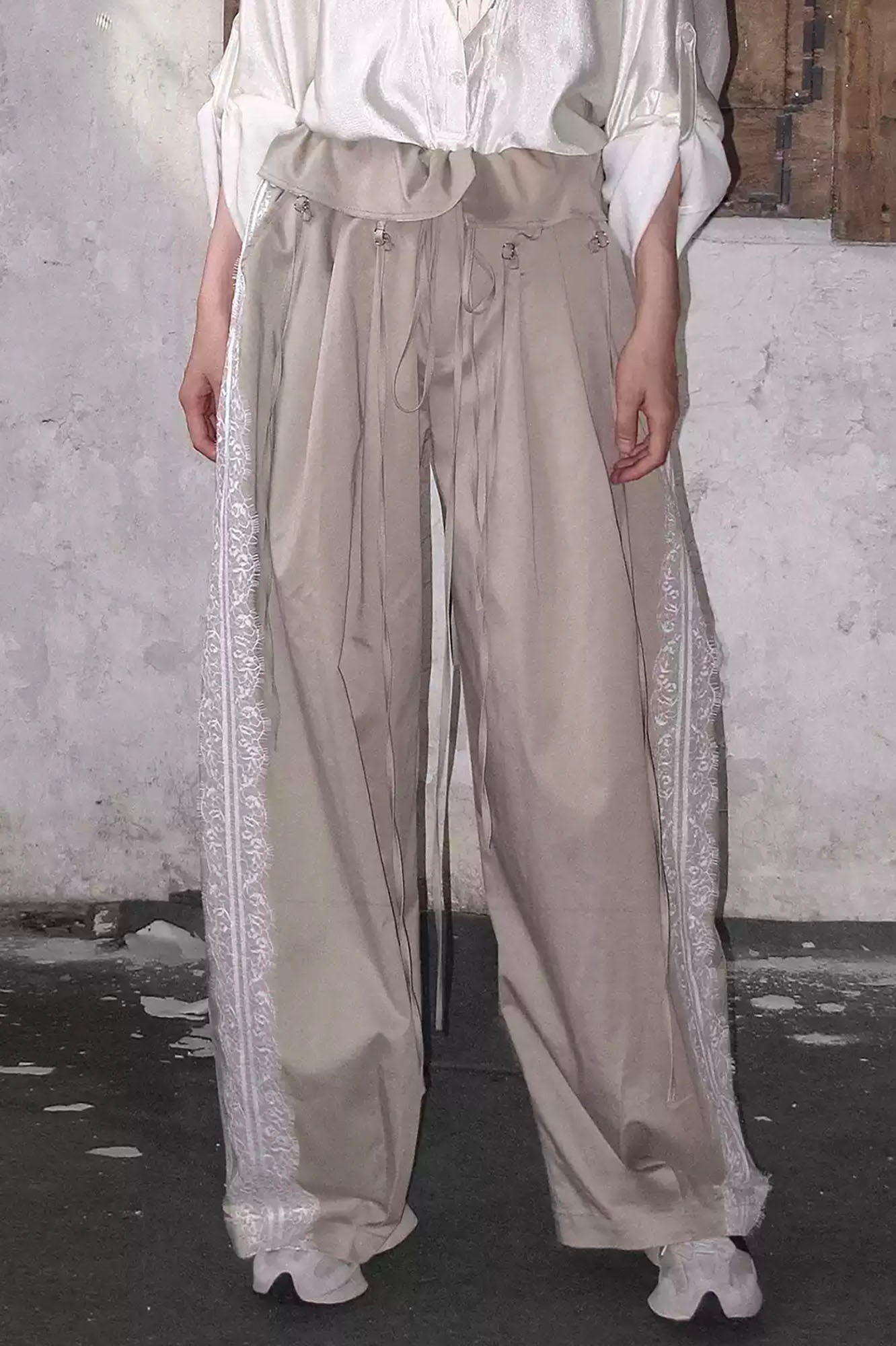 WHYNOTDANCE Lace-Trim Tencel-Blend Oversized Pants