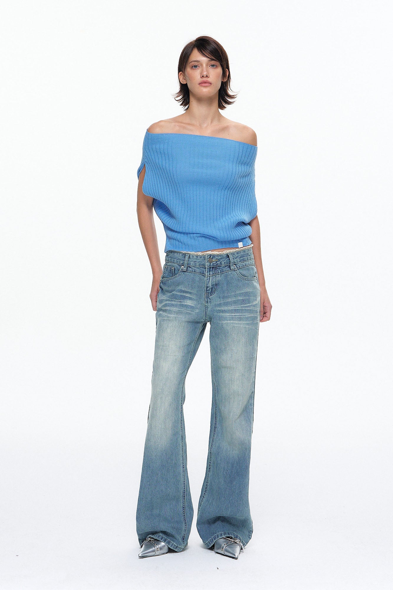 10AMSOTIIIIIIRED Wool-Blend Ribbed Off-Shoulder Knit Top