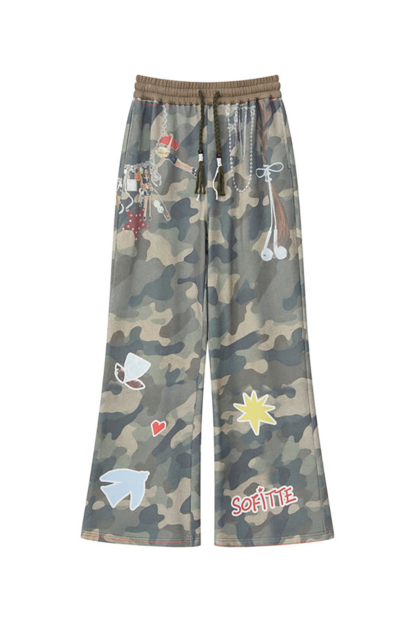SOFITTE Camo Graphic Wide-Leg Drawstring Pants