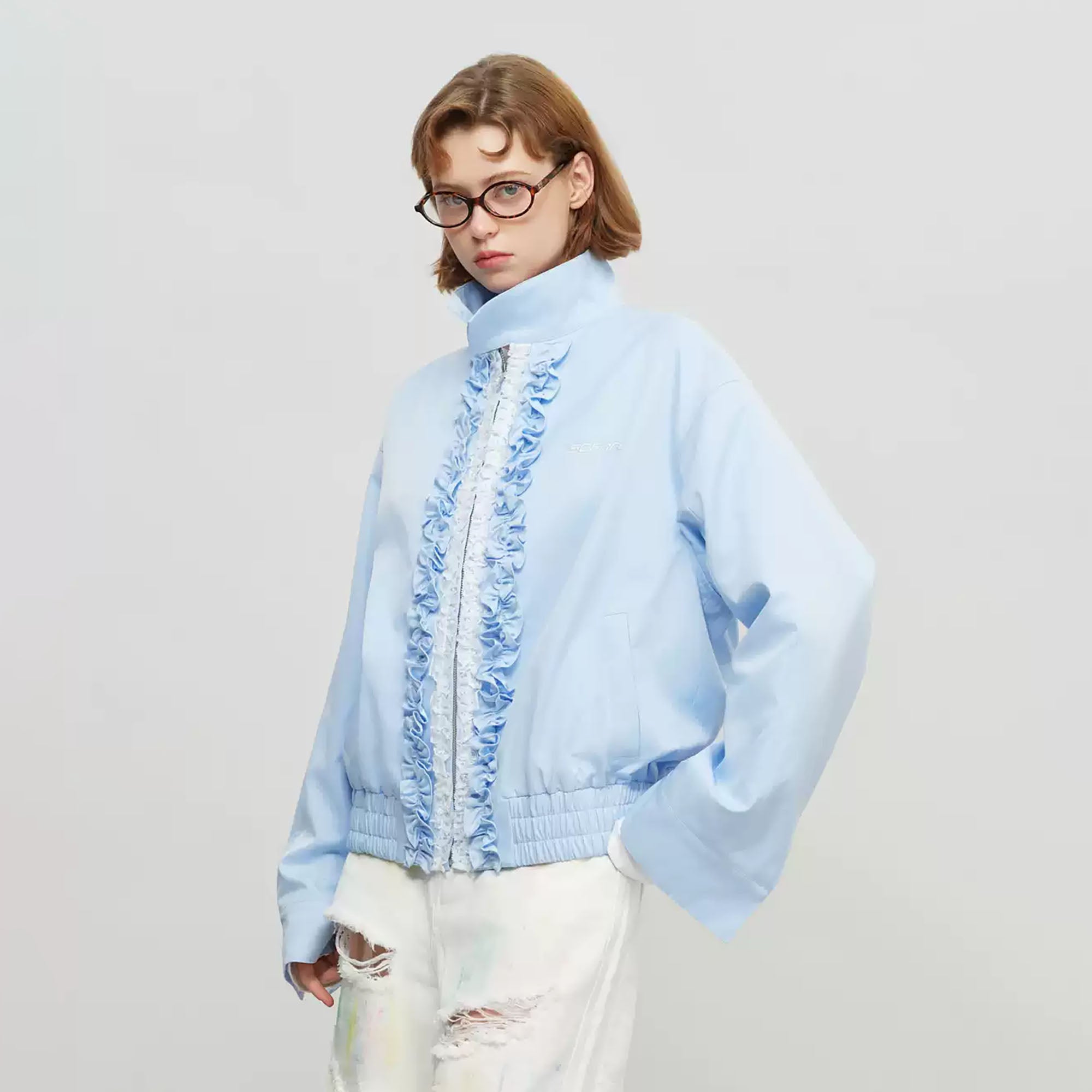 SOFITTE Ruffle-Trim Zip-Up Jacket