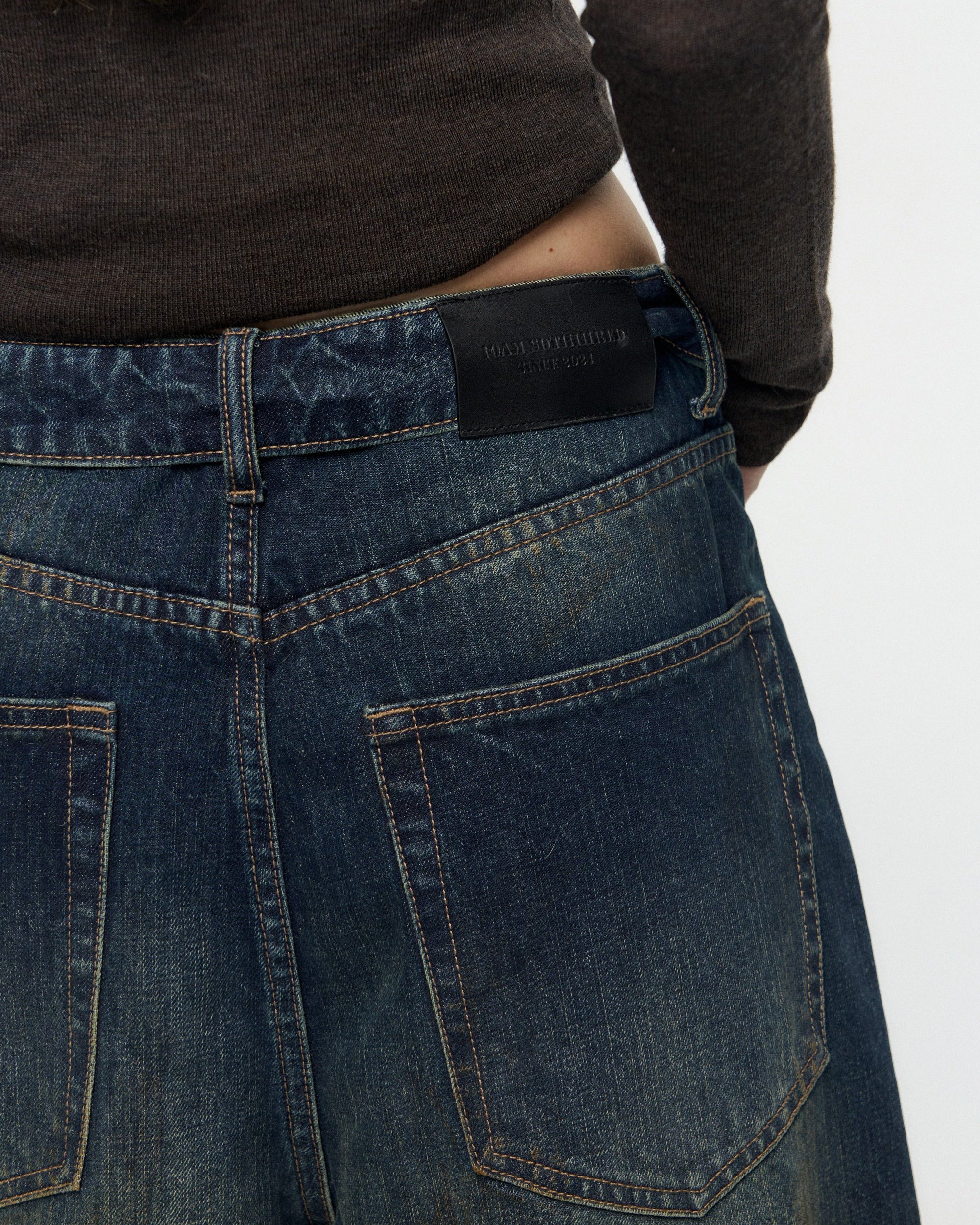 10AMSOTIIIIIIRED Washed Diamond Whisker Baggy Jeans