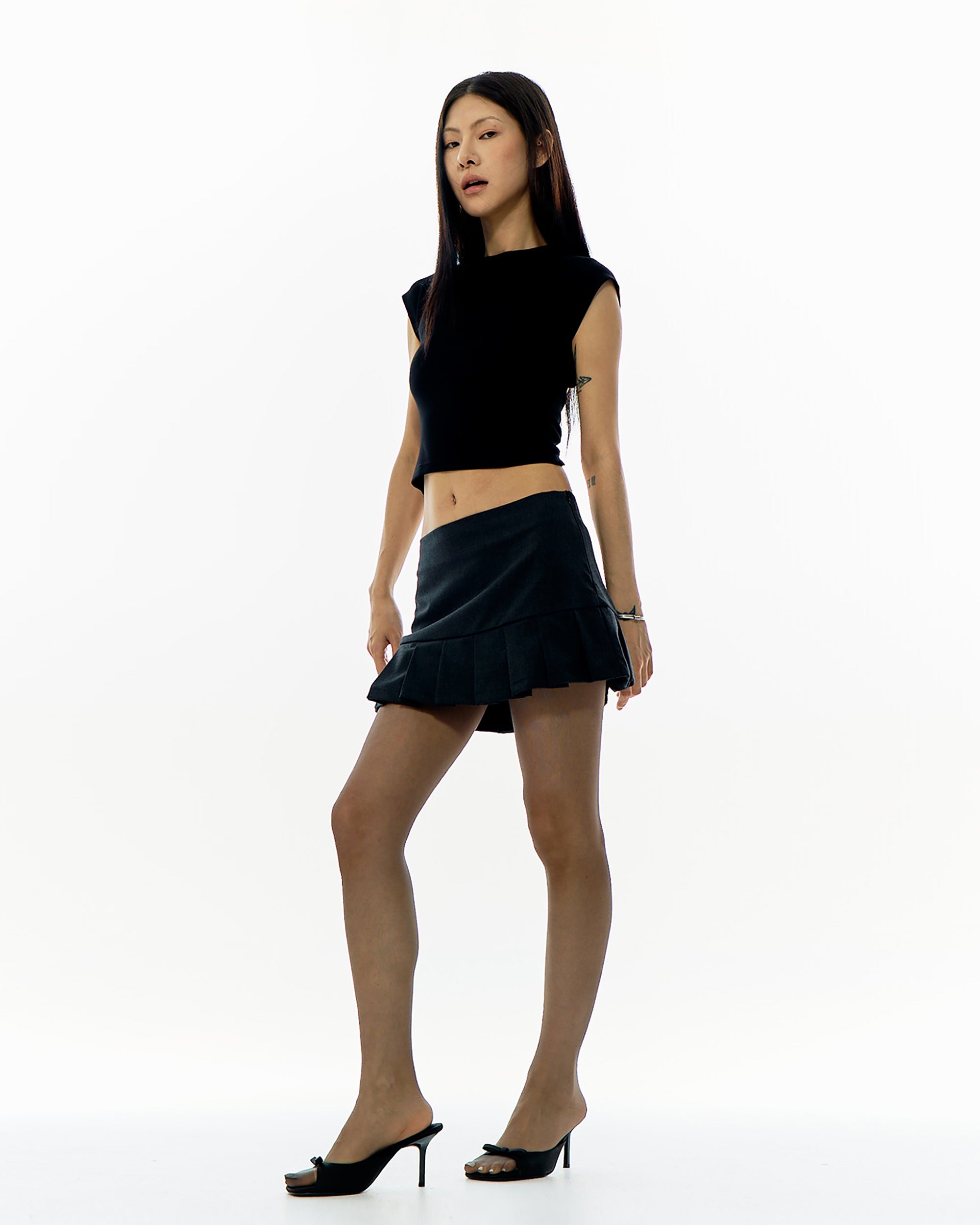 PCLA Modern Low-Rise Pleated Safety Mini Skirt