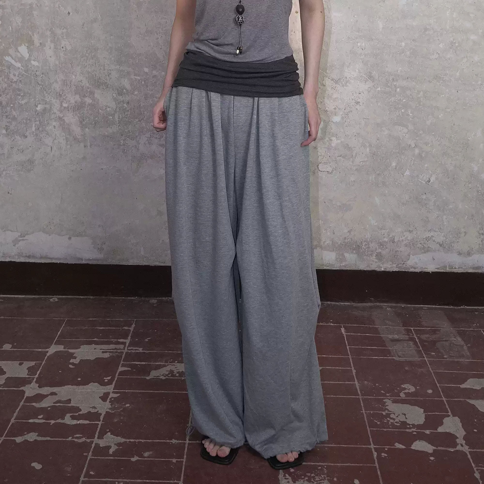 WHYNOTDANCE Essential Drawstring-Hem Wide-Leg Sweatpants