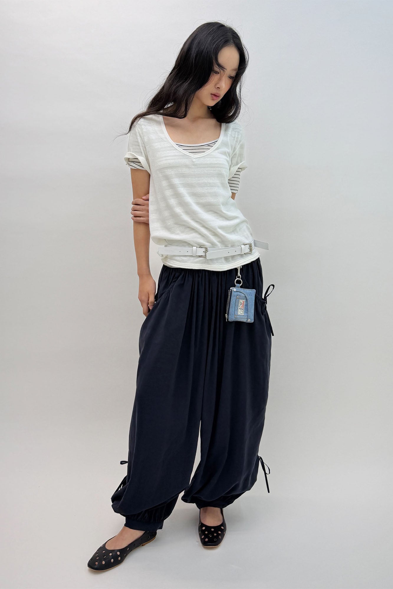 NEVERSEEZ Drawstring Pleats Balloon Pants