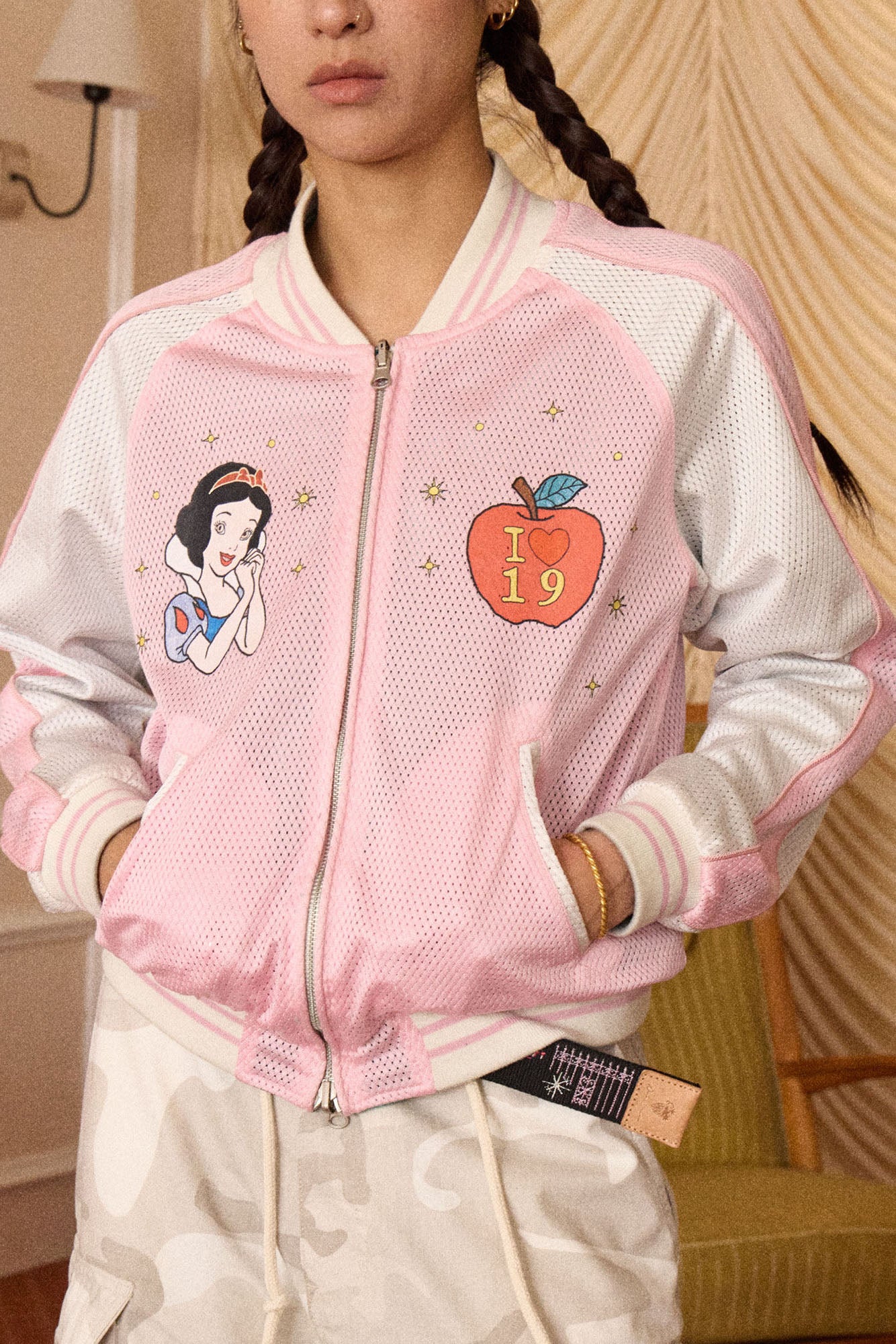 NIANJIUYIKOUER Reversible Fairytale Graphic Mesh Bomber Jacket