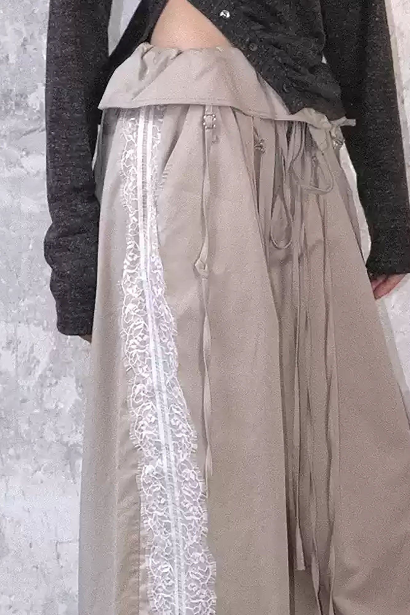 WHYNOTDANCE Lace-Trim Tencel-Blend Oversized Pants