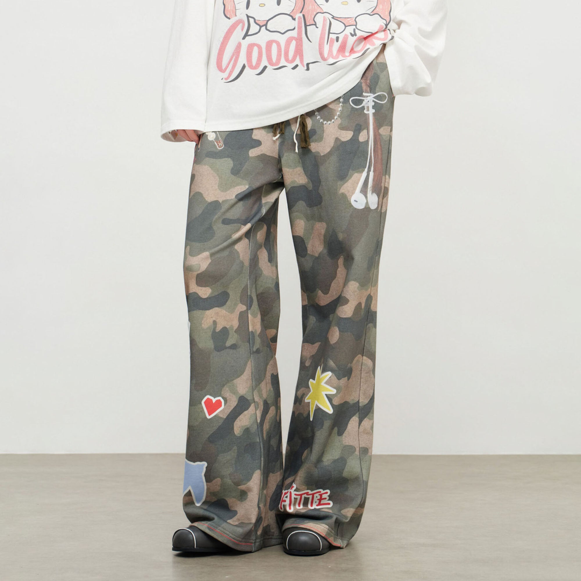 SOFITTE Camo Graphic Wide-Leg Drawstring Pants