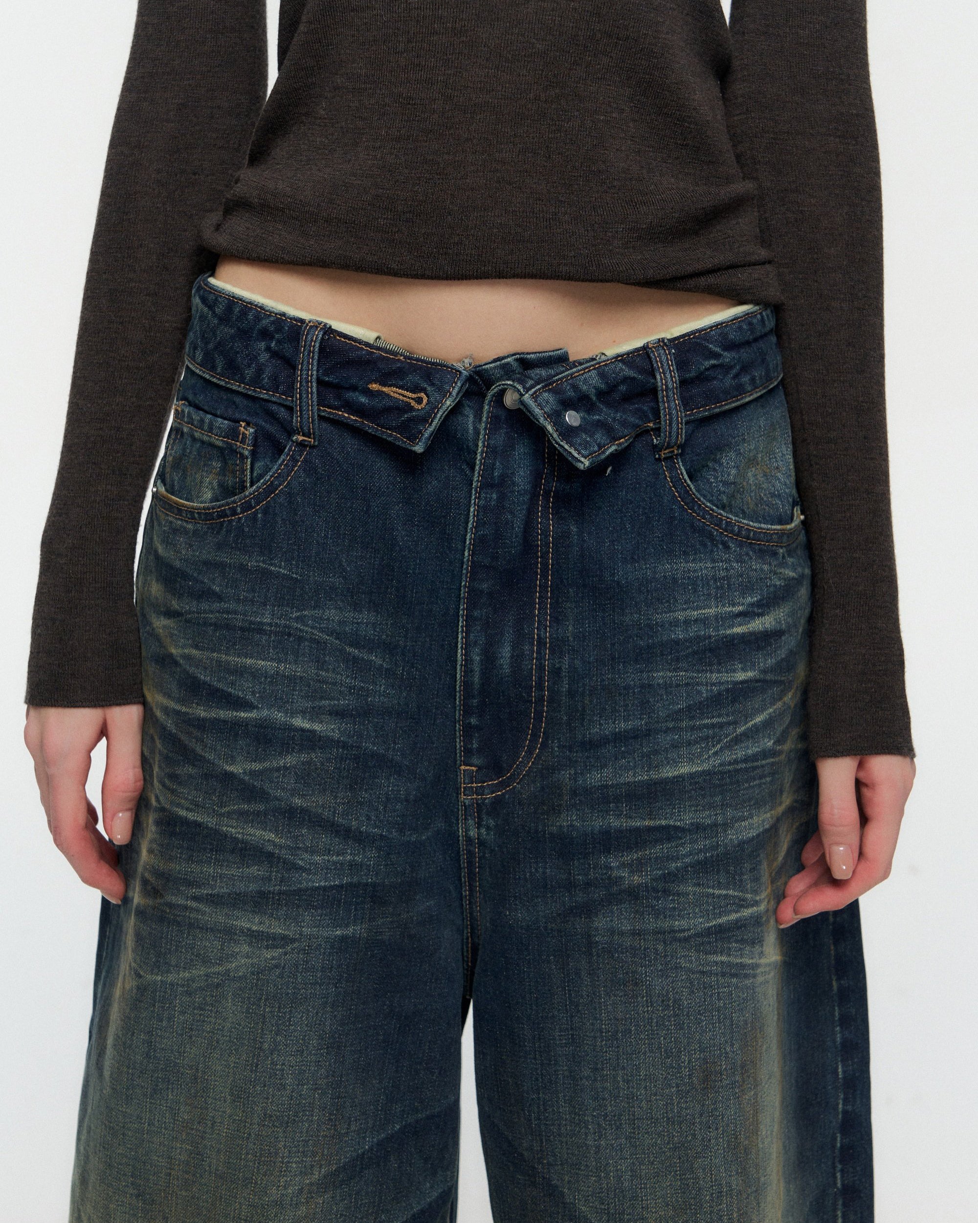 10AMSOTIIIIIIRED Washed Diamond Whisker Baggy Jeans