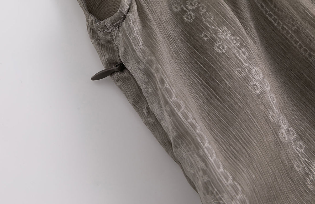 CESTNOUS Lace-Armored Cross Embroidered Layered Mesh Slip Dress