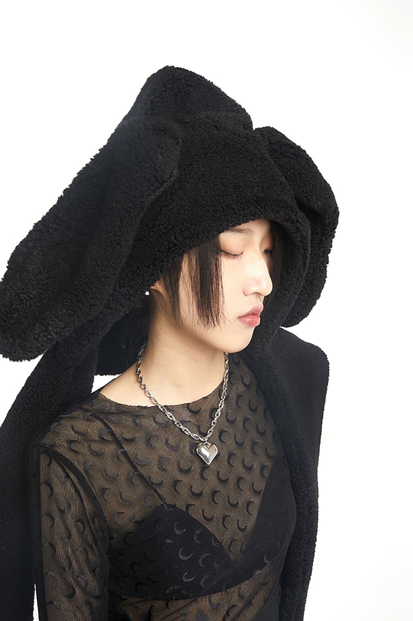 WHYNOTDANCE Plush Bunny-Ear Hooded Scarf