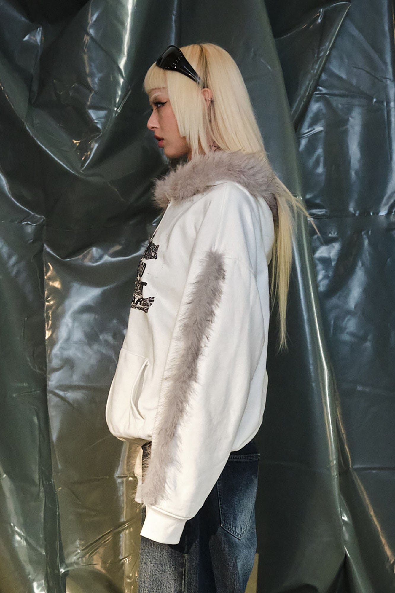 RECOVER ZONE Faux Fur Trim Graphic Zip-Up Hoodie, premium urban and streetwear designers apparel on PROJECTISR.com, RECOVER ZONE