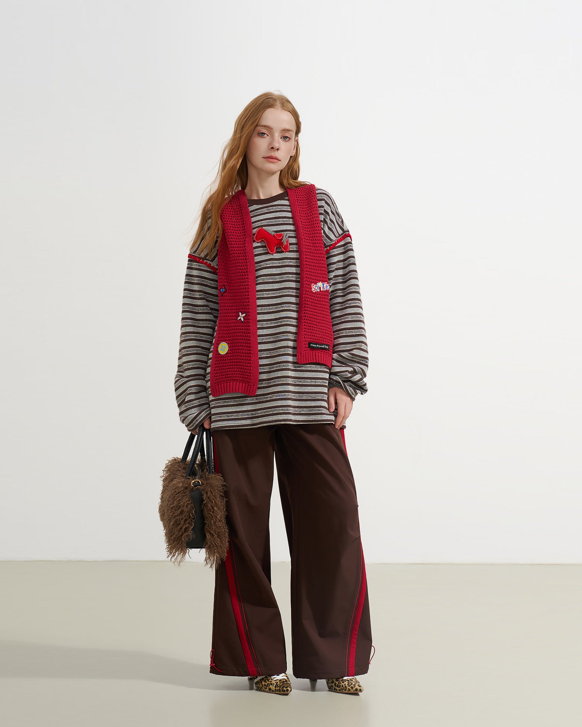 SOFITTE Contrast Curved-Stripe Drawstring Pants
