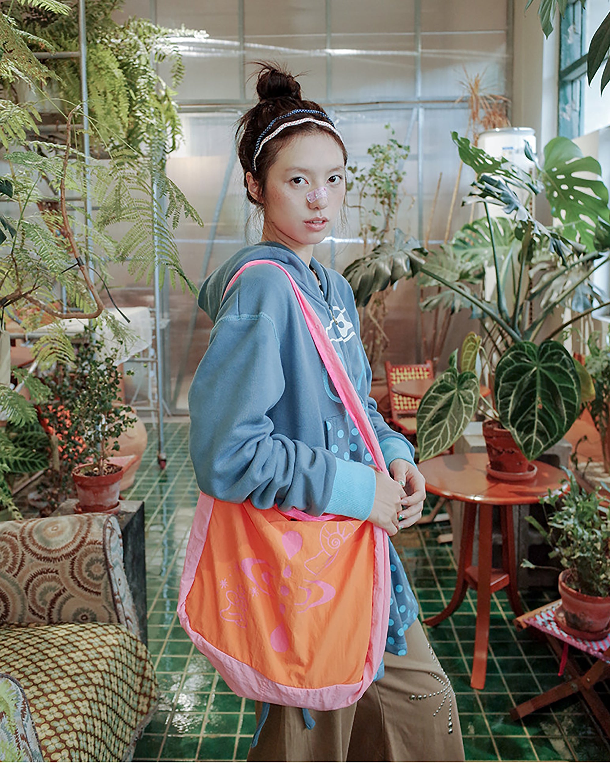 UNSOCIAL NIGHT Contrast Panel Slouchy Crossbody Bag