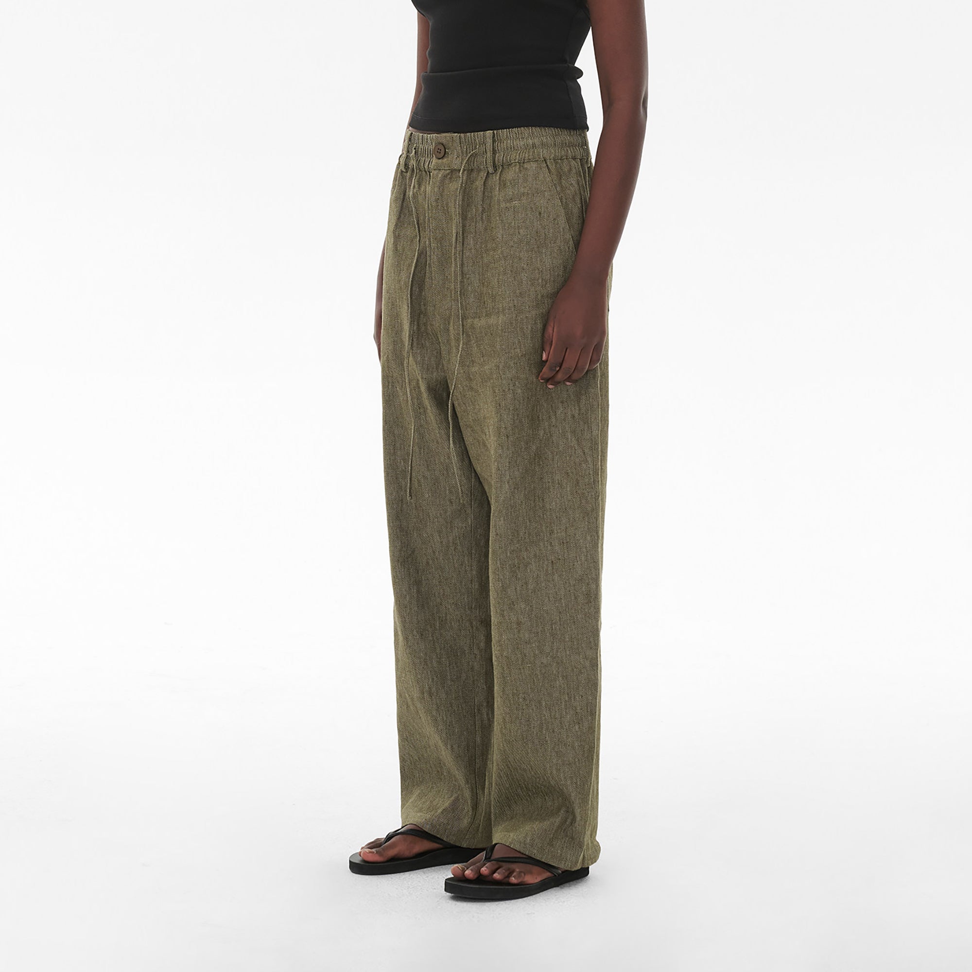 COMMAND N Relaxed Cotton-Linen Drawstring Pants