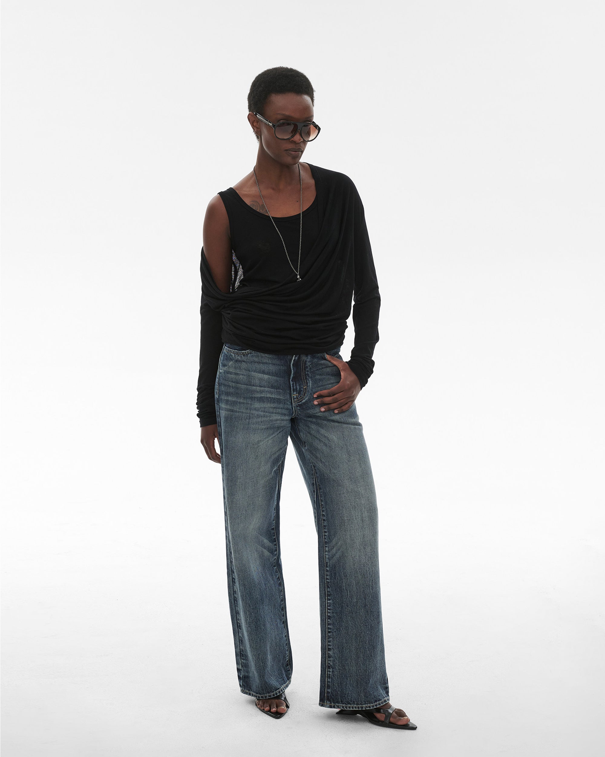COMMAND N Retro Washed Selvedge Wide-Leg Jeans