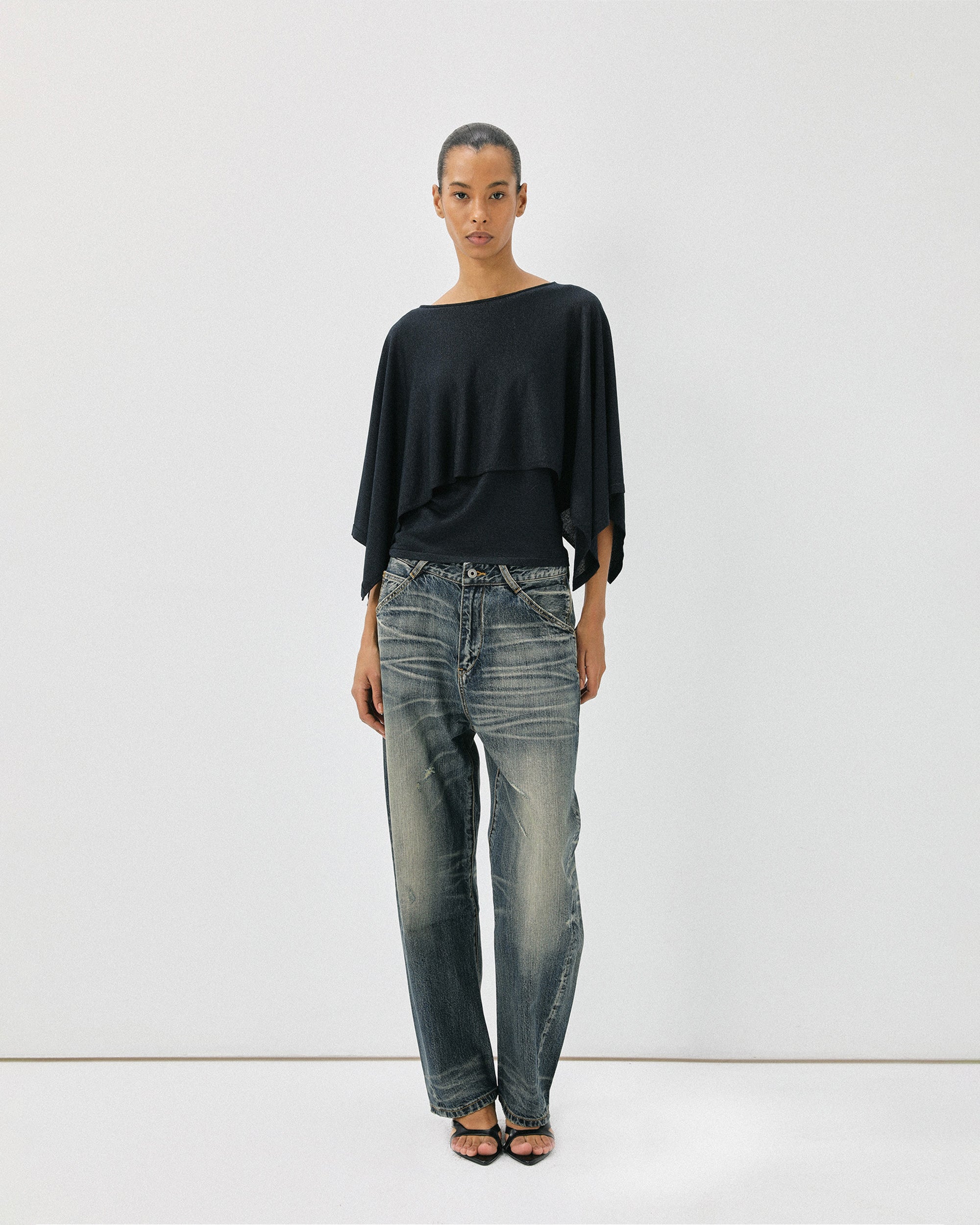 COMMAND N Shimmer Faux Two-Piece Cape Top