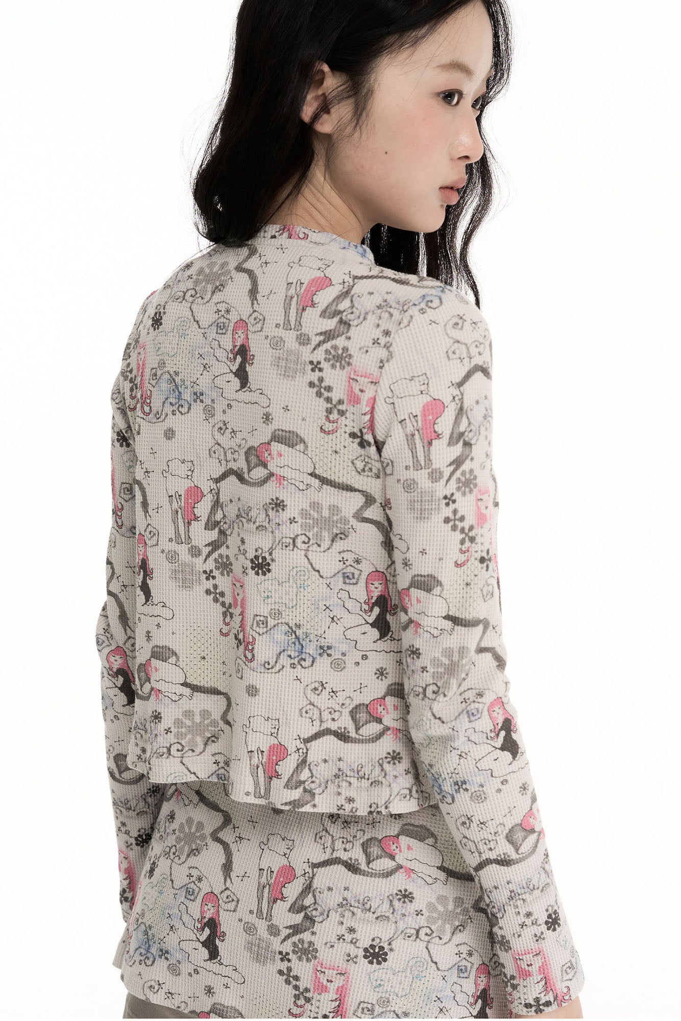 CONFUN Fantasy Full-Print Cropped Cardigan