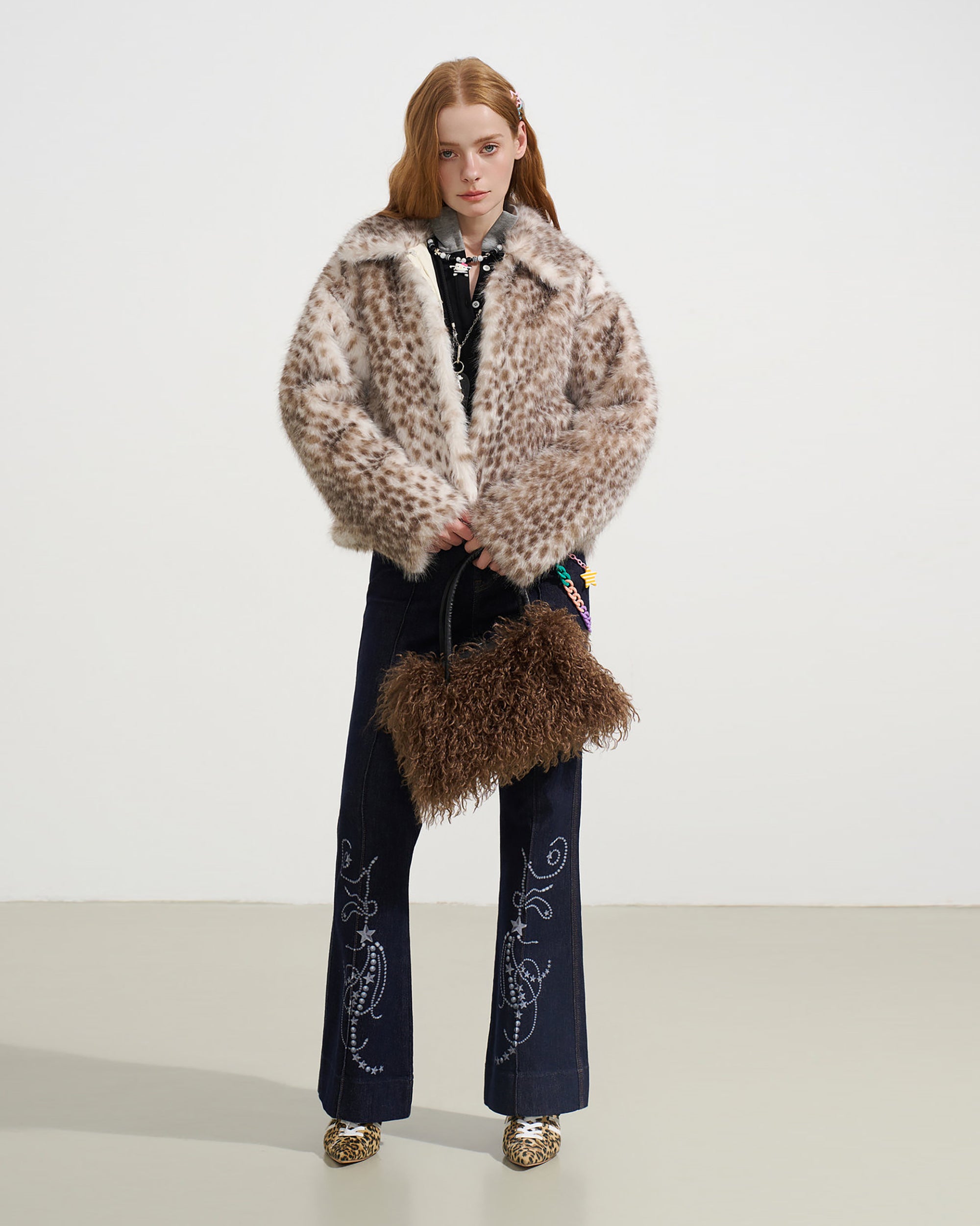 SOFITTE Retro Star Embellished Graphics Flared Jeans