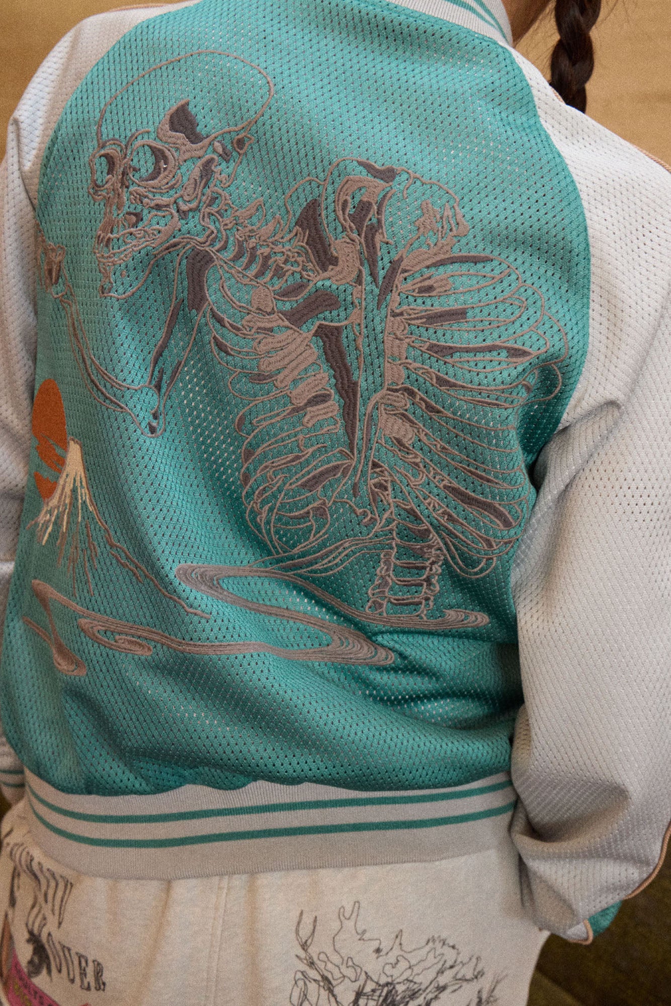 NIANJIUYIKOUER Reversible Fairytale Graphic Mesh Bomber Jacket