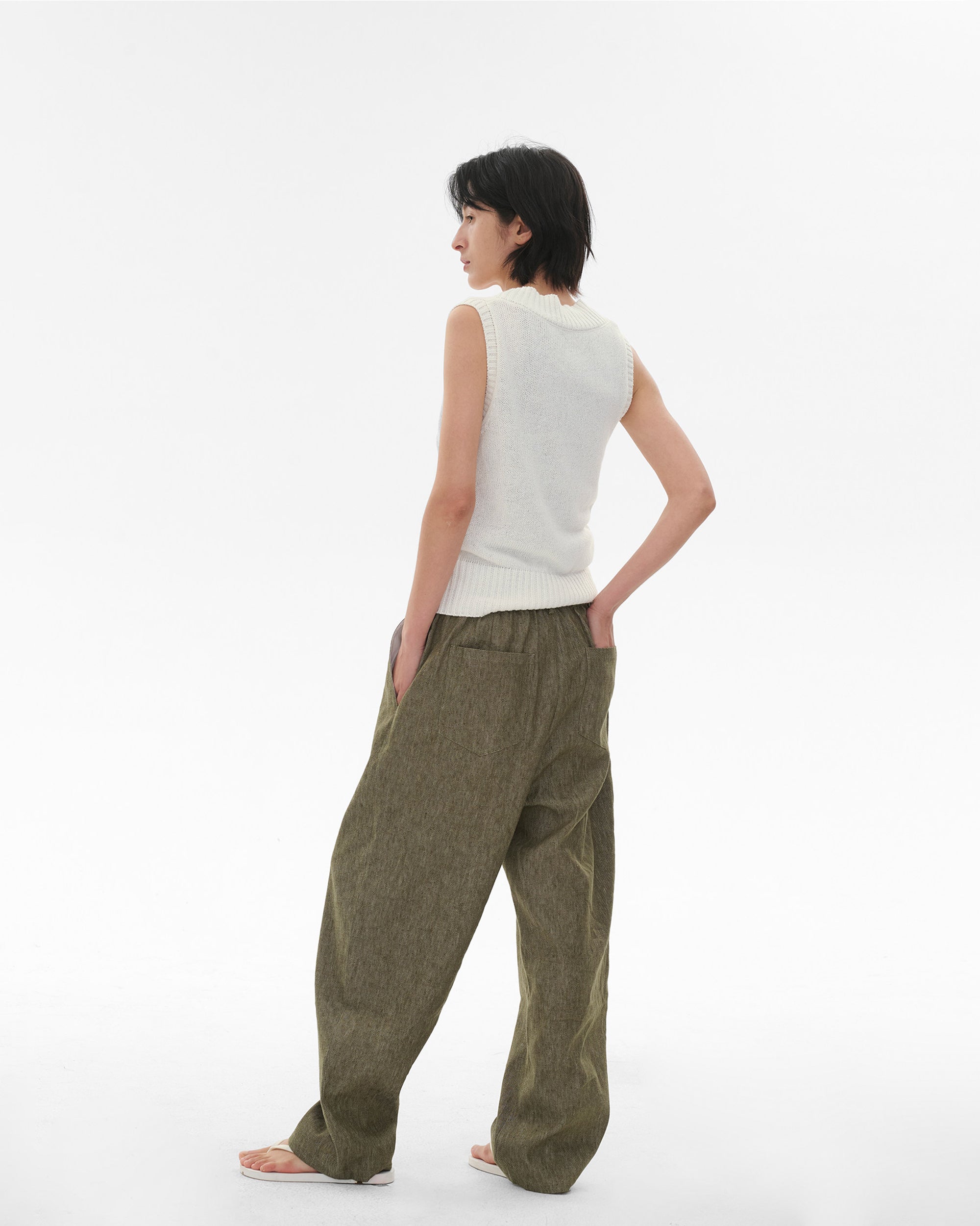 COMMAND N Relaxed Cotton-Linen Drawstring Pants