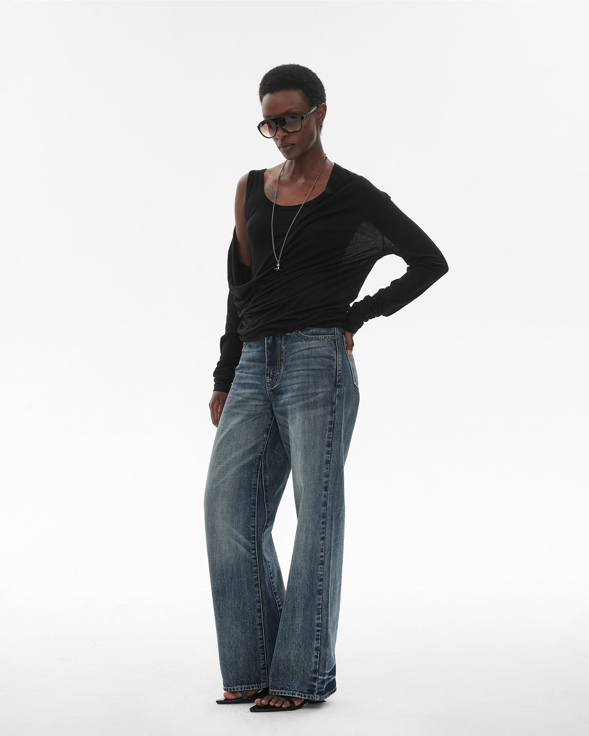 COMMAND N Retro Washed Selvedge Wide-Leg Jeans