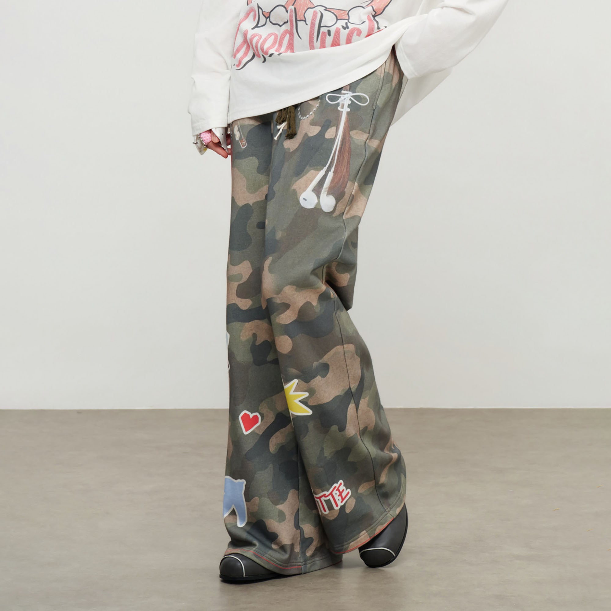 SOFITTE Camo Graphic Wide-Leg Drawstring Pants