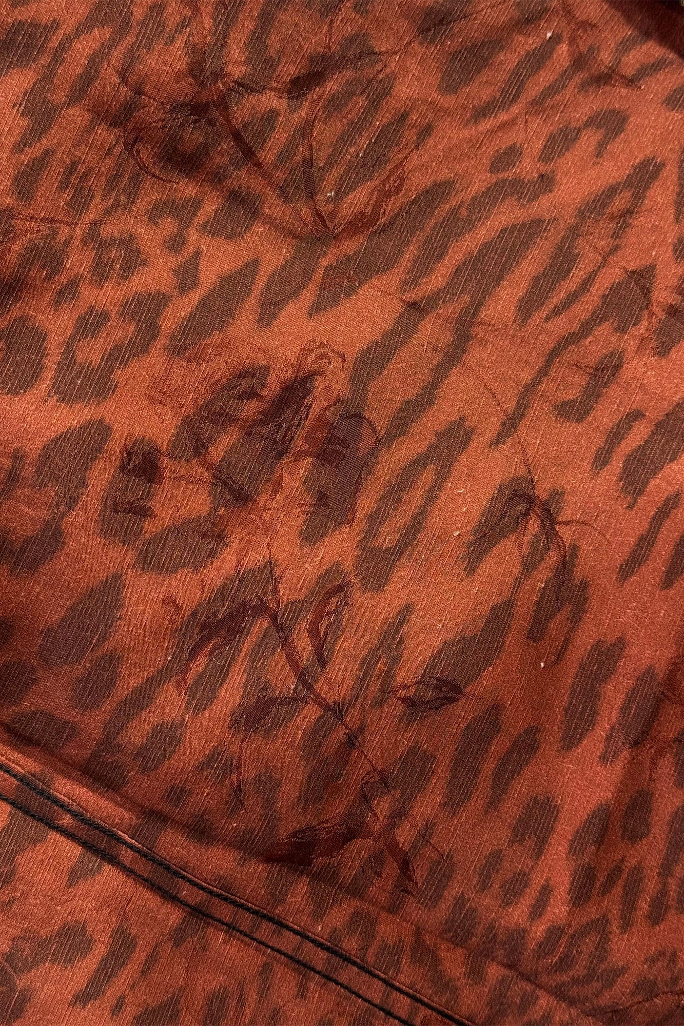 NIANJIUYIKOUER Leopard Full-Print Linen-Blend Half Shirt