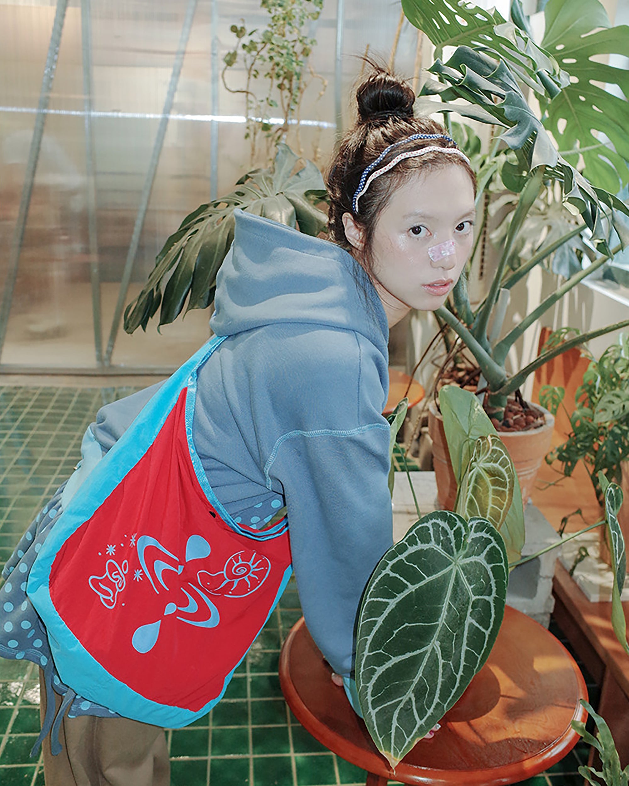 UNSOCIAL NIGHT Contrast Panel Slouchy Crossbody Bag