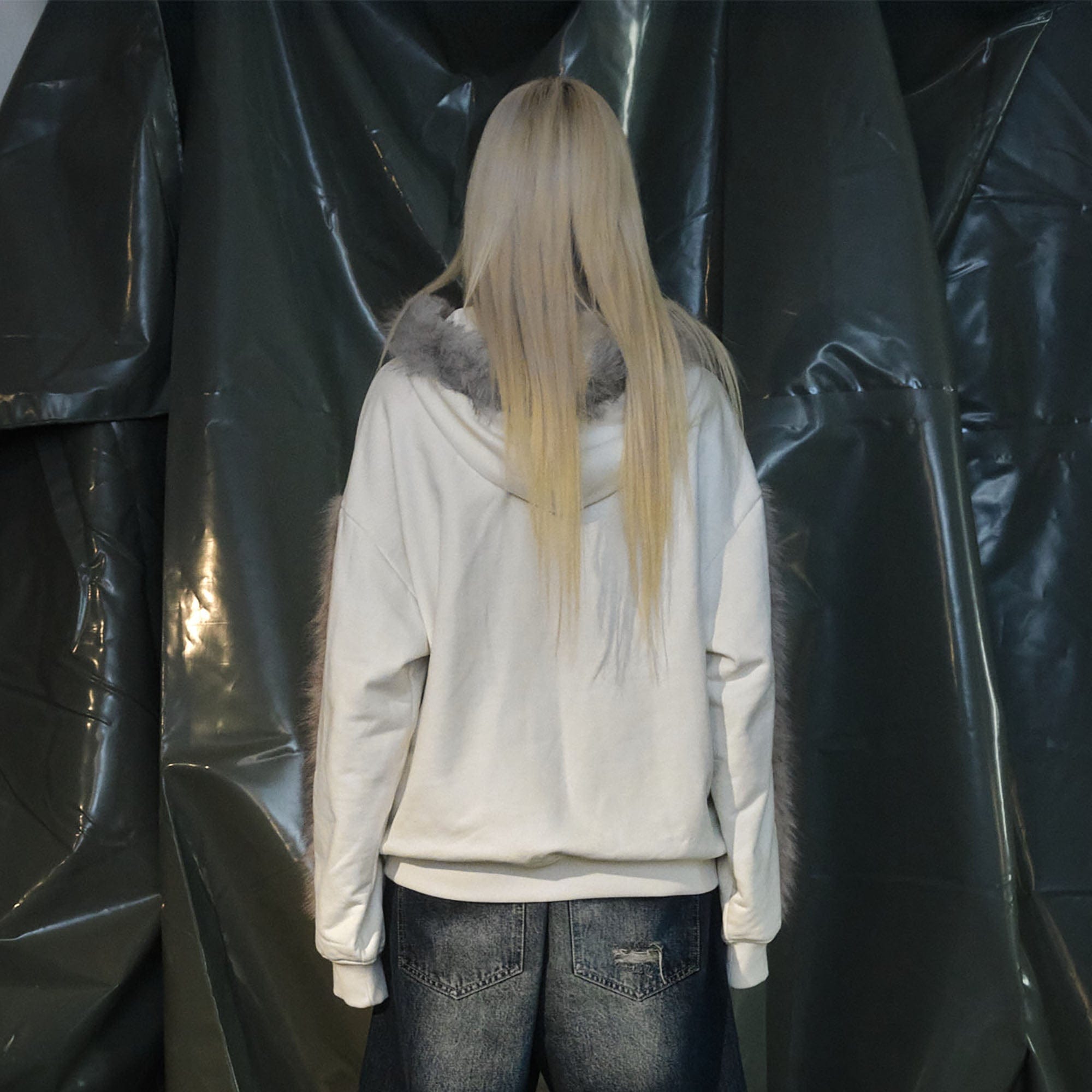 RECOVER ZONE Faux Fur Trim Graphic Zip-Up Hoodie, premium urban and streetwear designers apparel on PROJECTISR.com, RECOVER ZONE