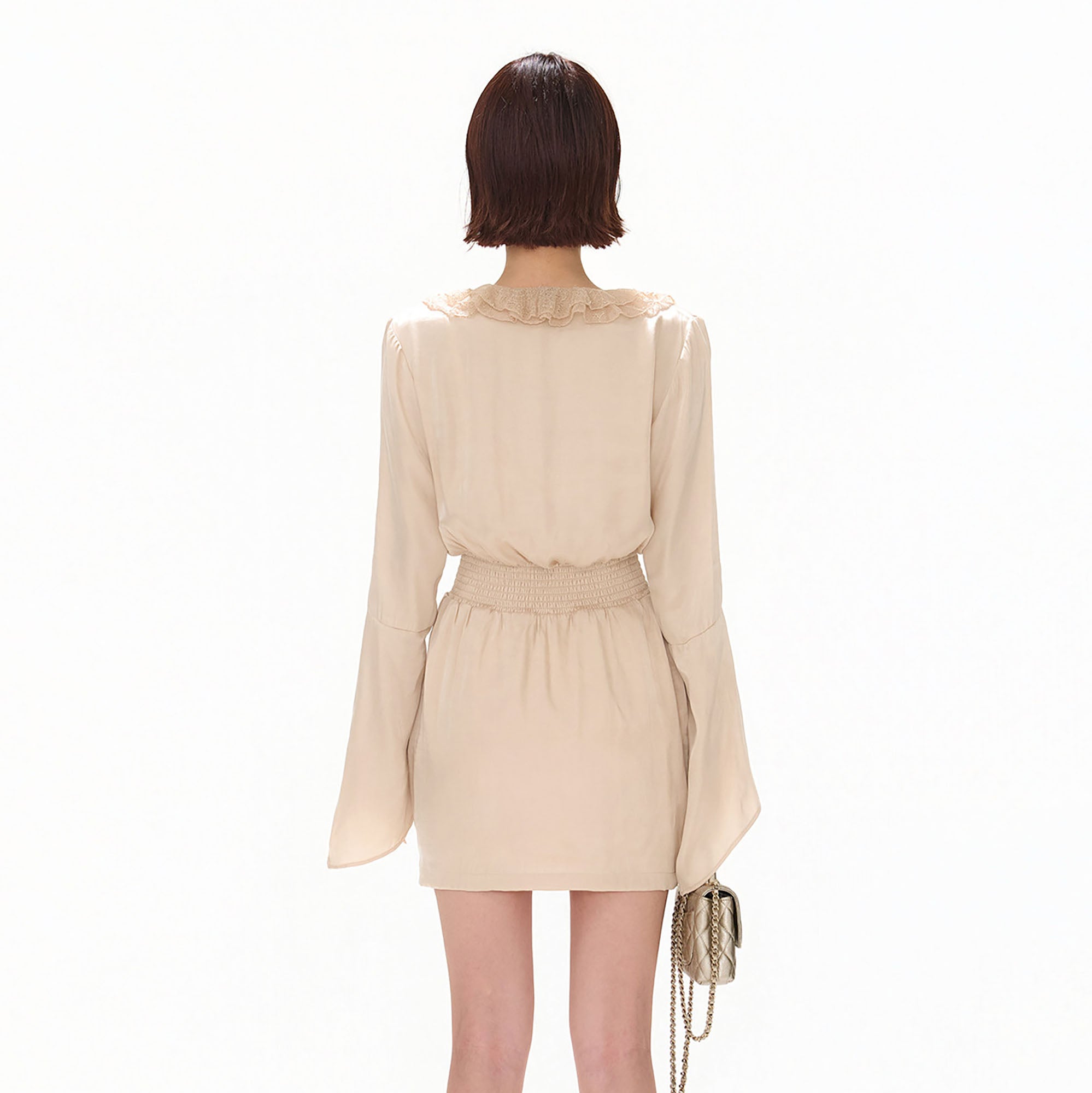 CYNR Ruffle Lace-Trim Mini Dress