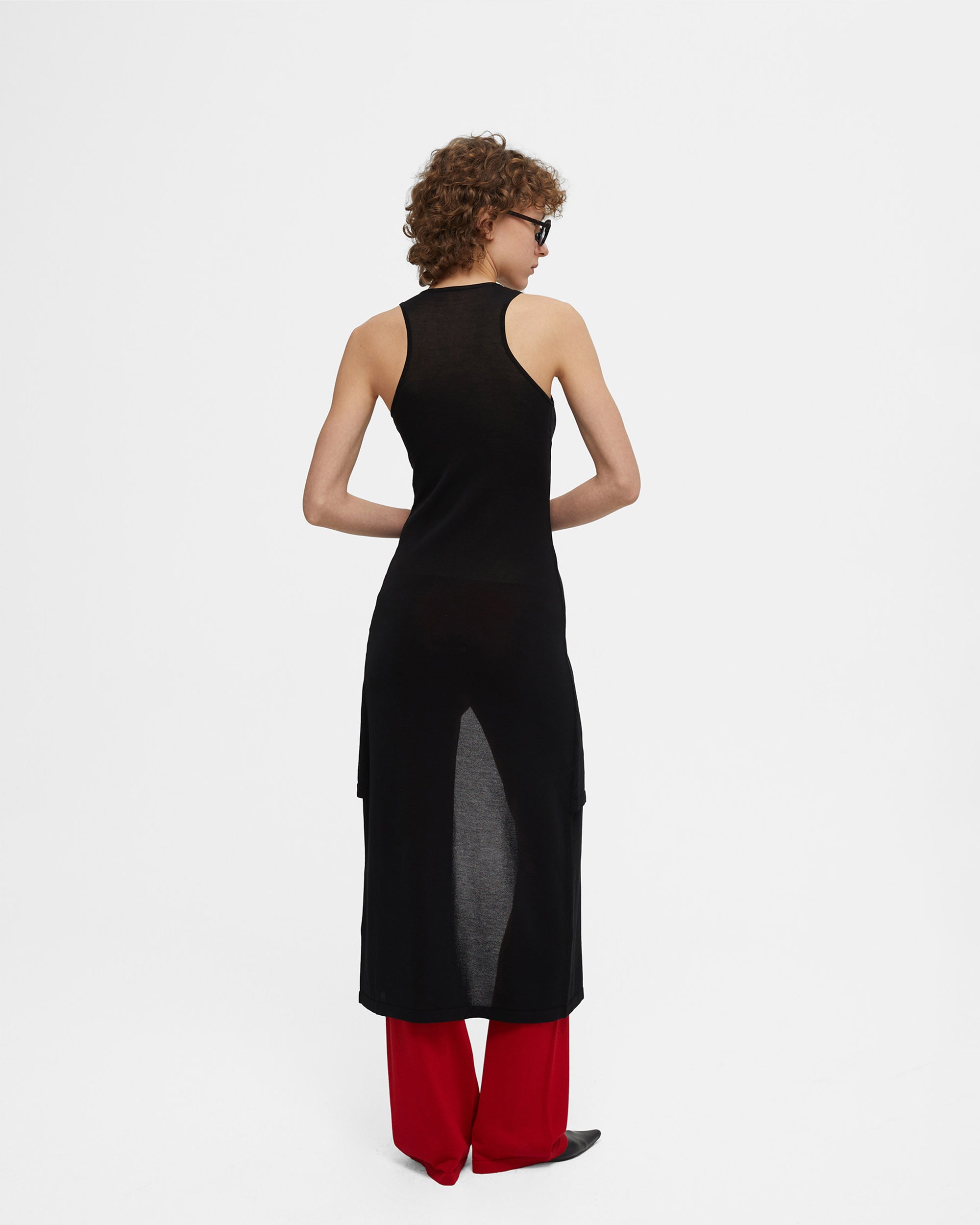 COMMAND N Shell-Button Layered Knit Midi Dress
